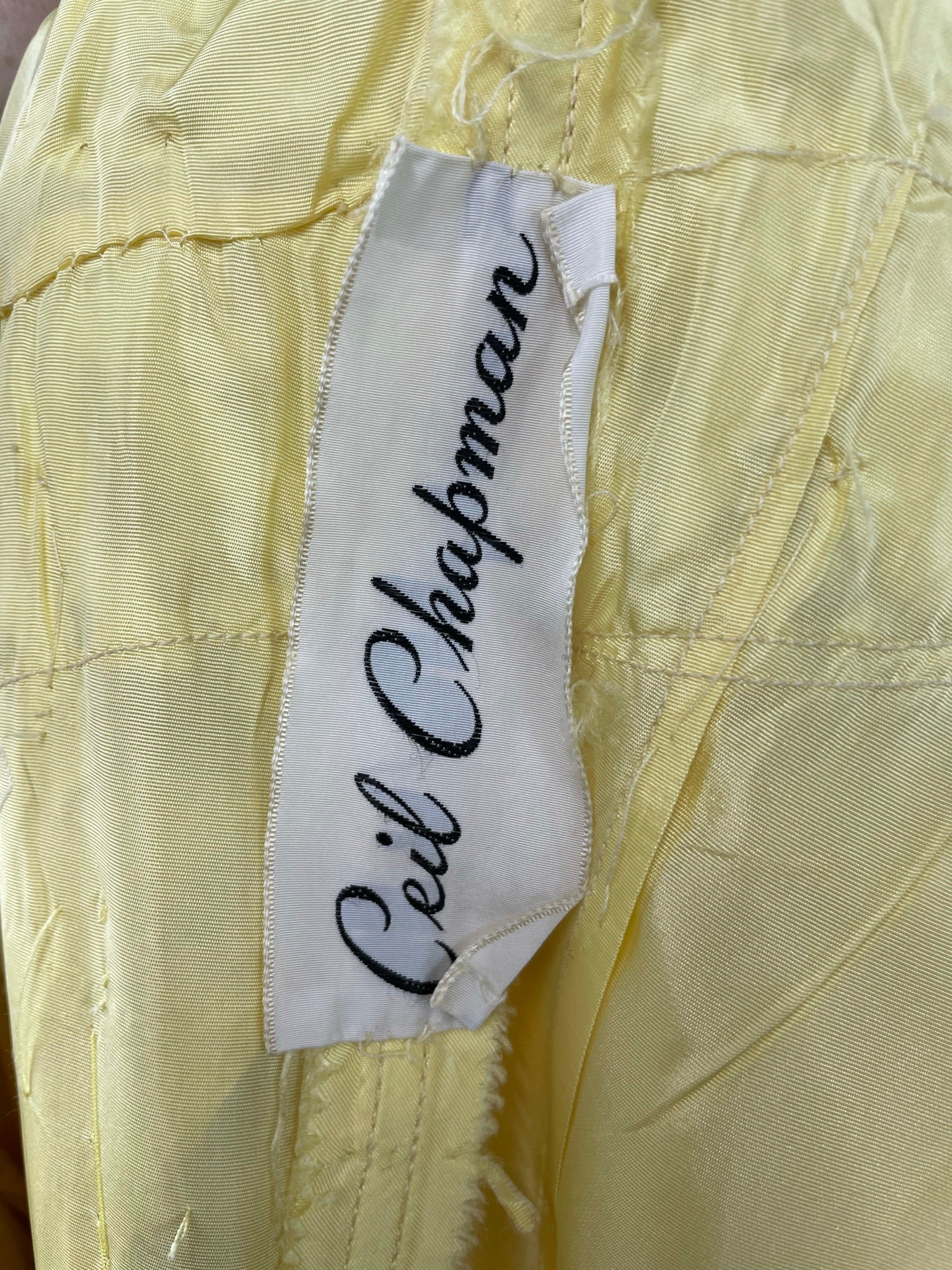 1950s Pale Yellow Ceil Chapman Party Dress Size M