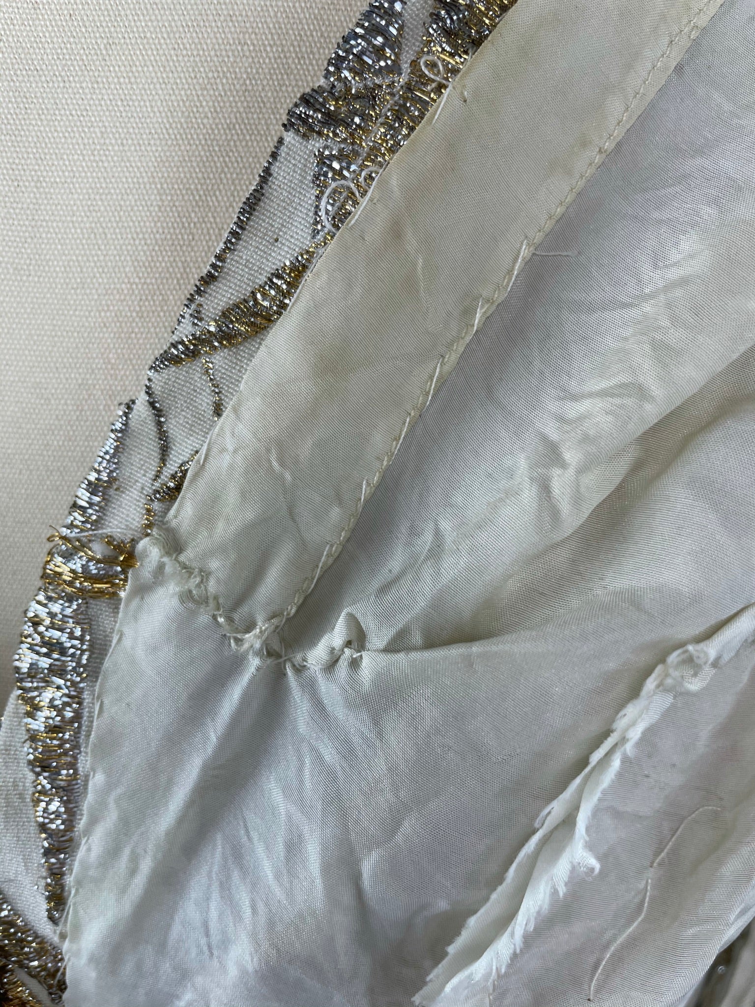 1950s Ceil Chapman Silver and Gold Evening Gown Size M