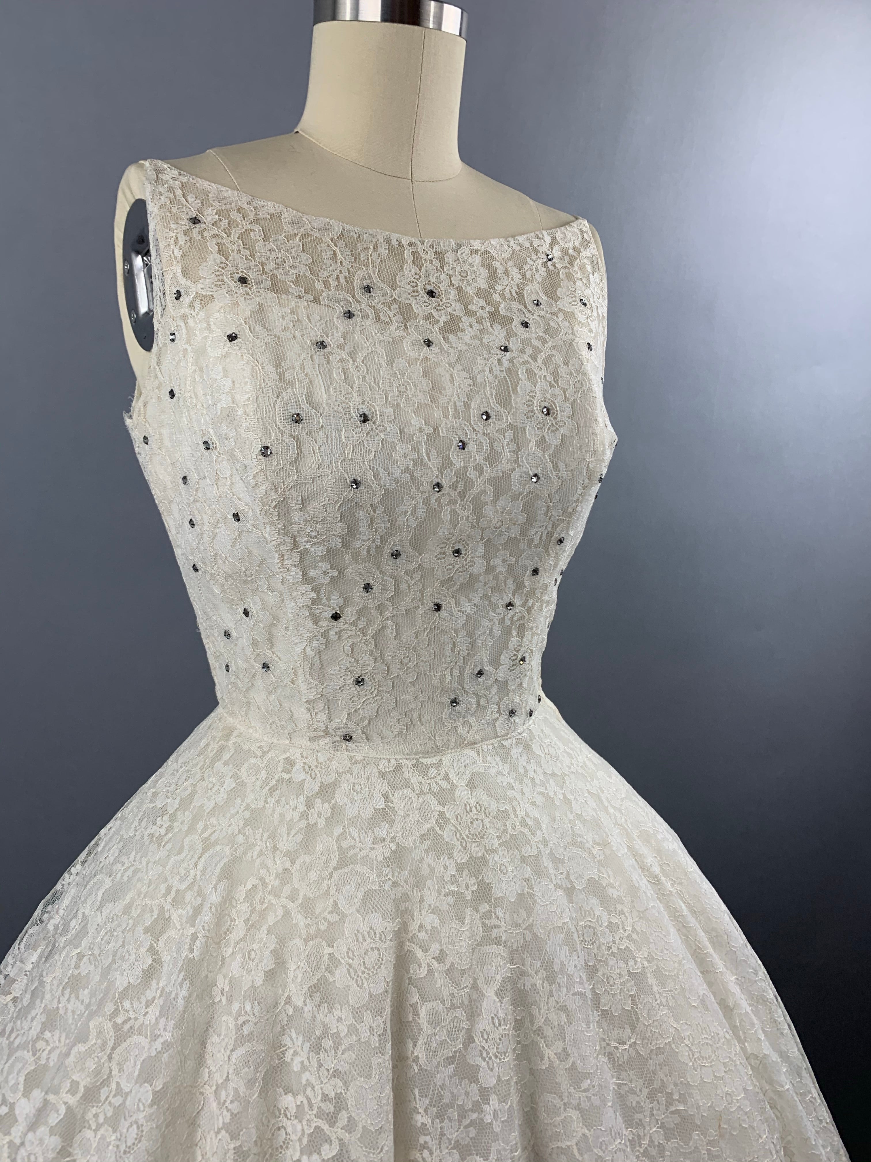 1950s Cotillion Ivory Lace Party Dress Size XS