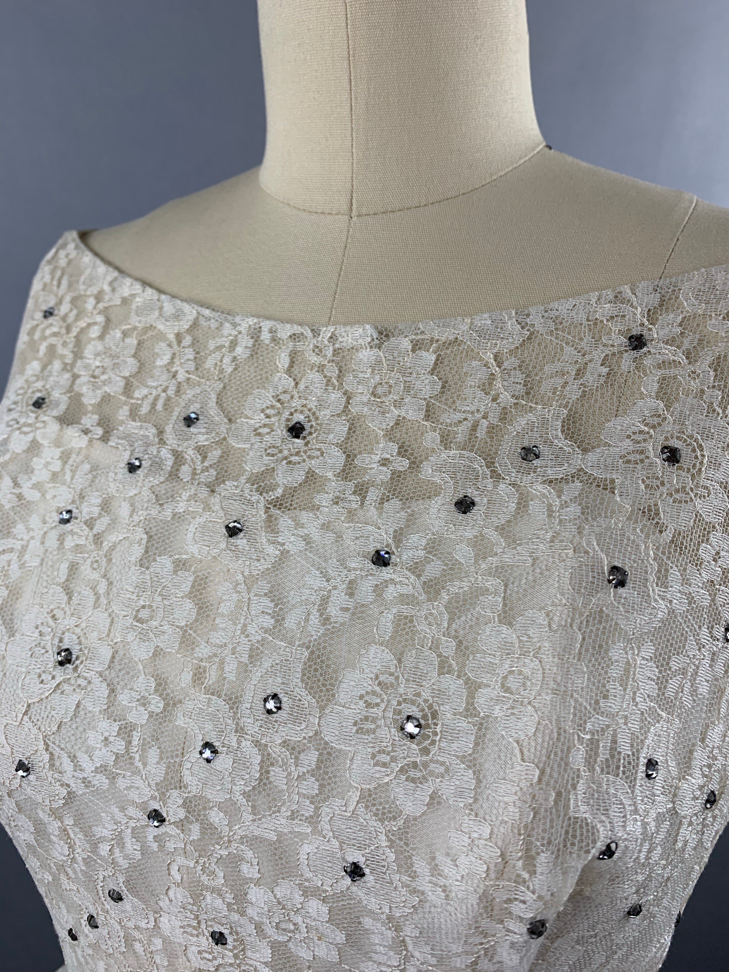 1950s Cotillion Ivory Lace Party Dress Size XS