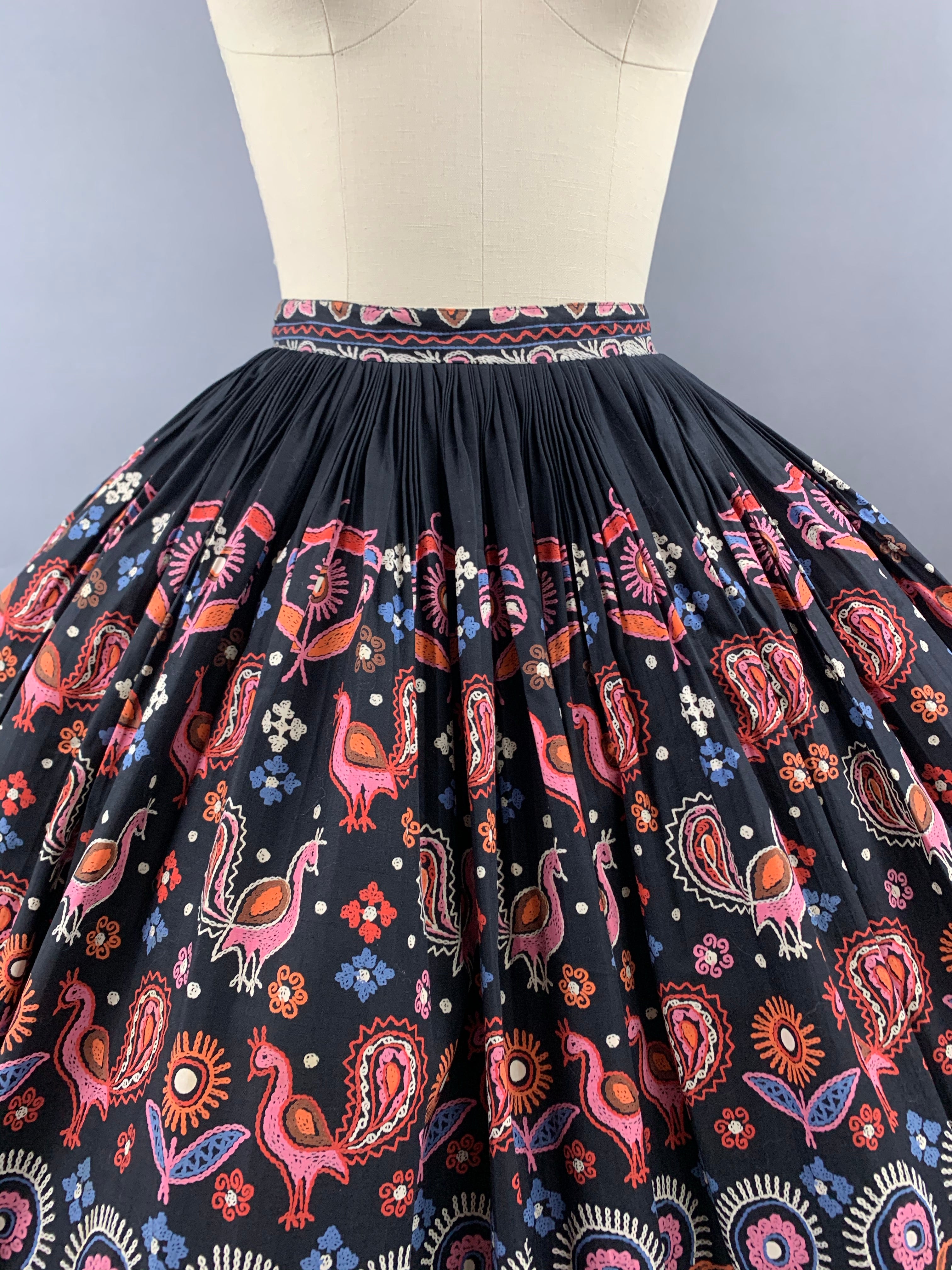 1950s Koret of California Peacock Skirt Size M