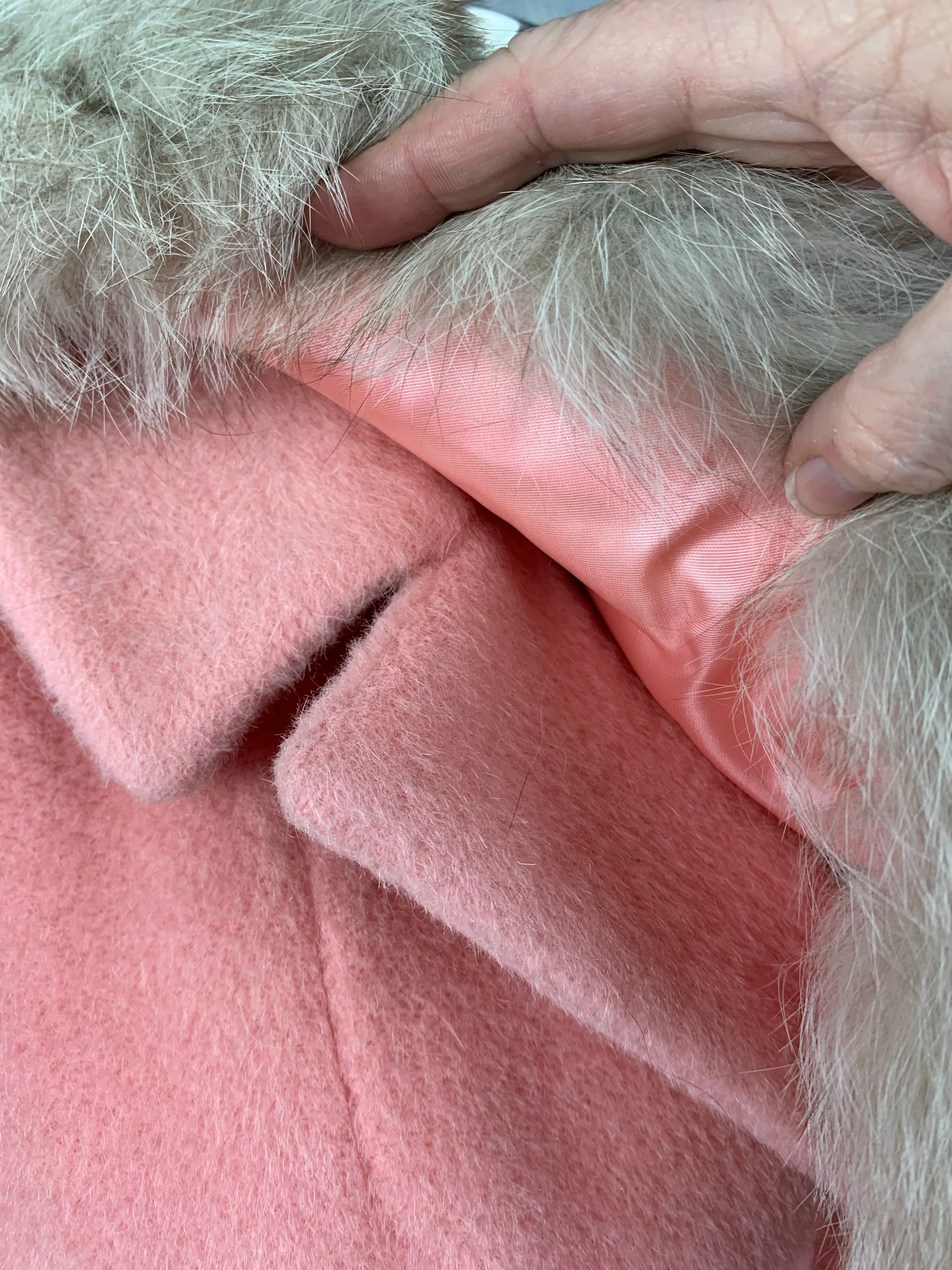 1960s Baby Pink Lilli Ann Norwegian Fox Fur Coat Size M Size L Size XL