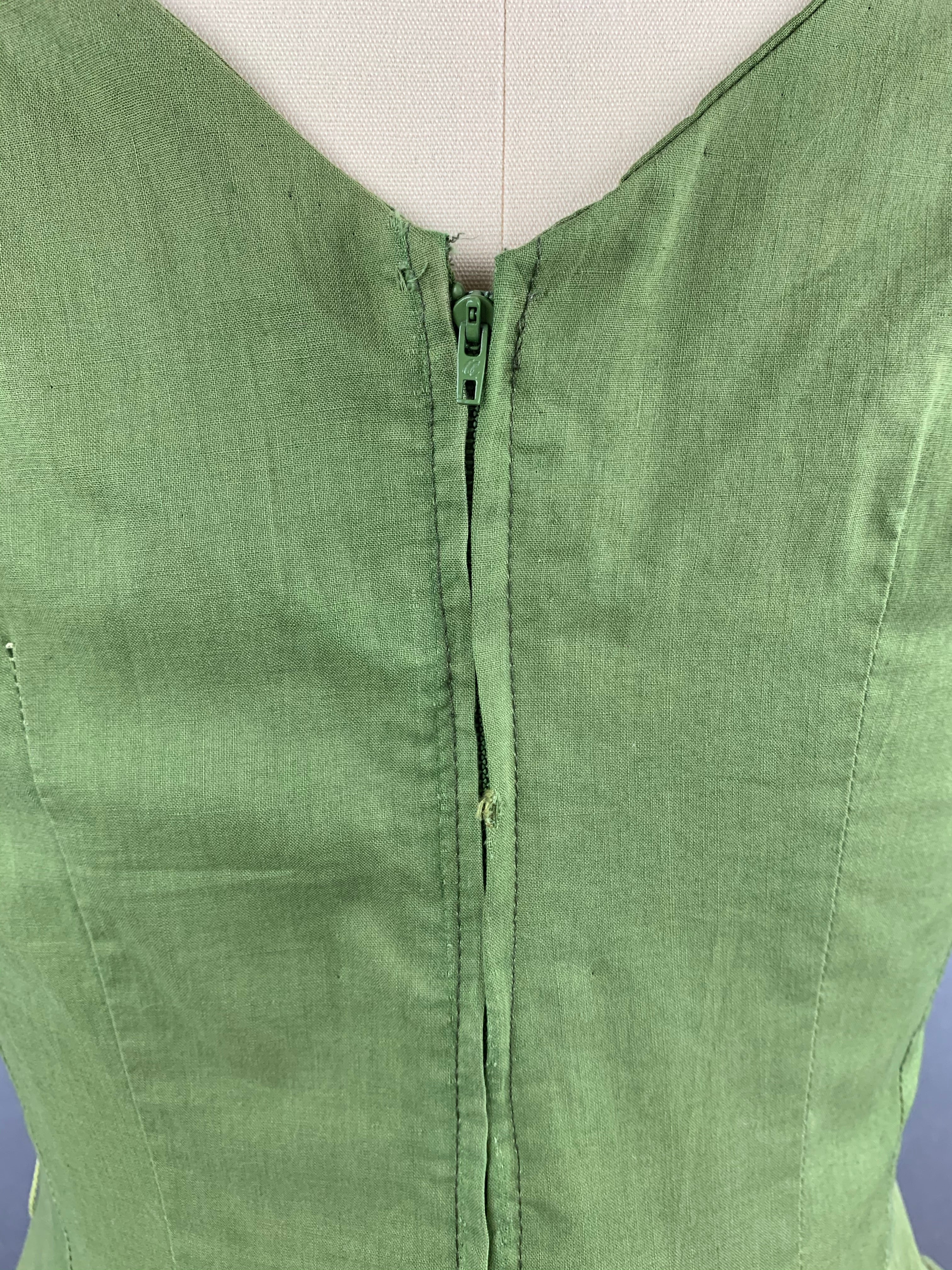 1950s Green Casbah Cotton Dress Size M