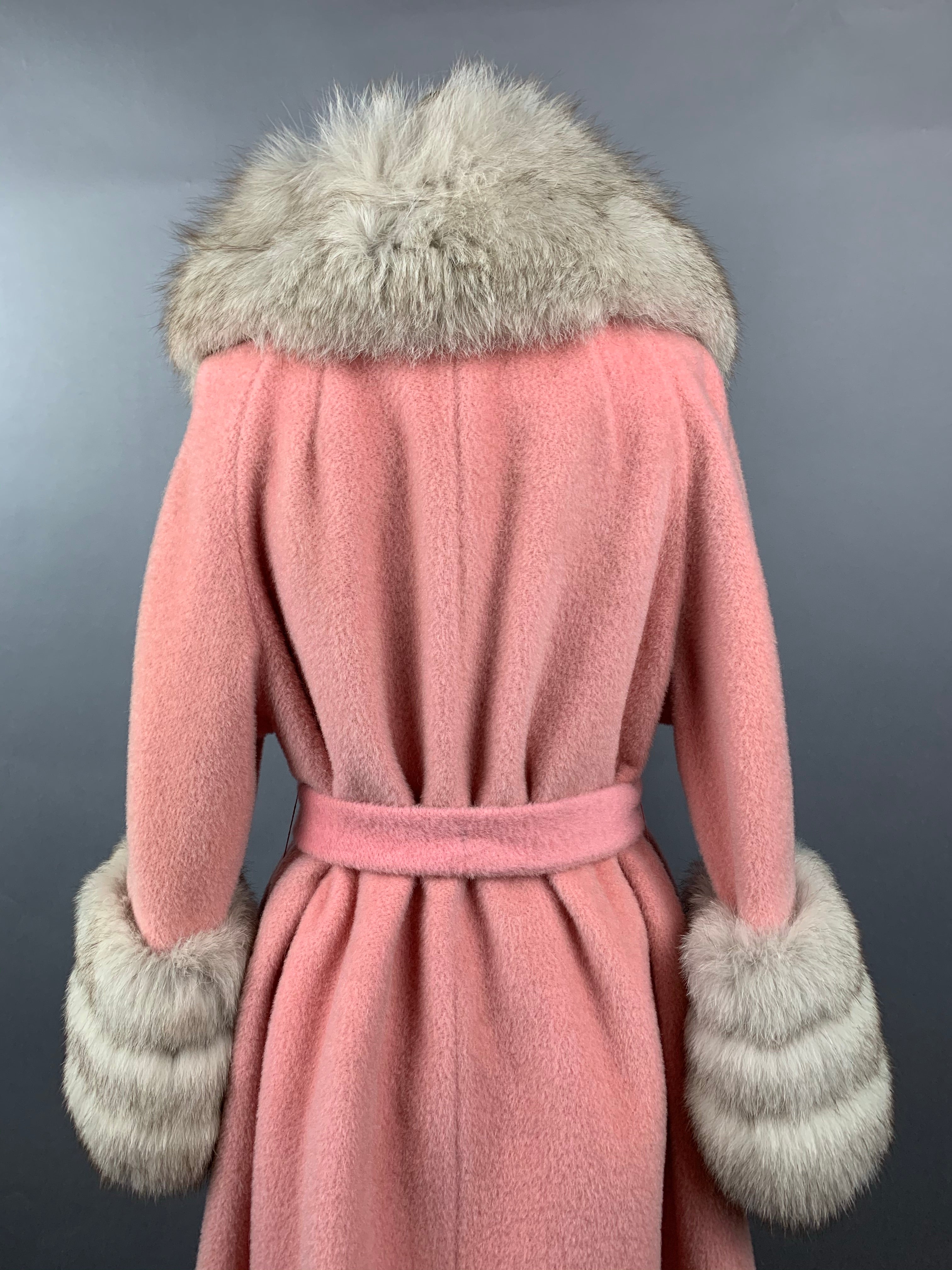 1960s Baby Pink Lilli Ann Norwegian Fox Fur Coat Size M Size L Size XL