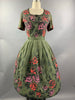 1950s Two piece cotton roses set Size M Size L