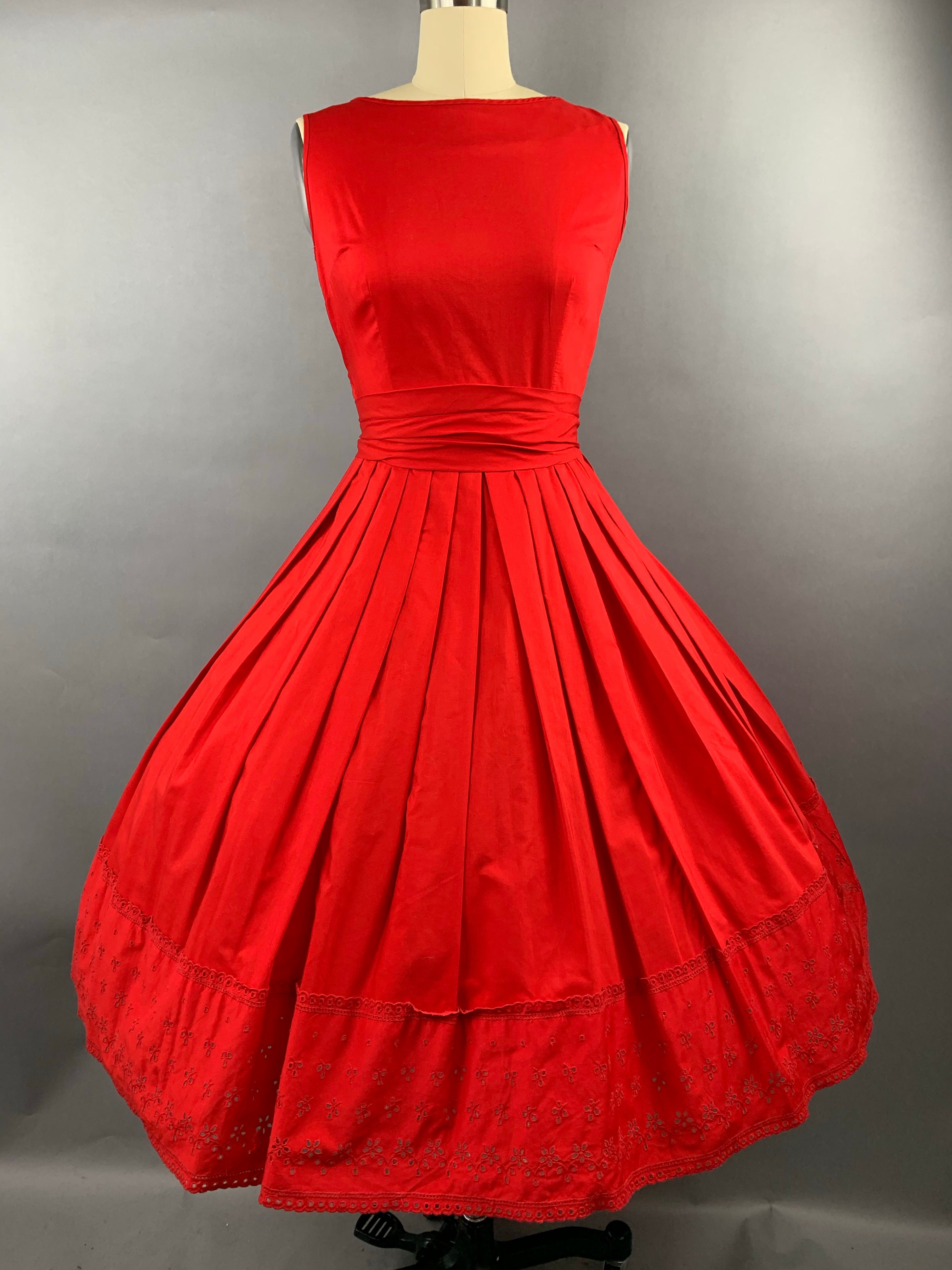 1950s Red Bobbie Brooks 2 piece Dress and Jacket Set Size XS