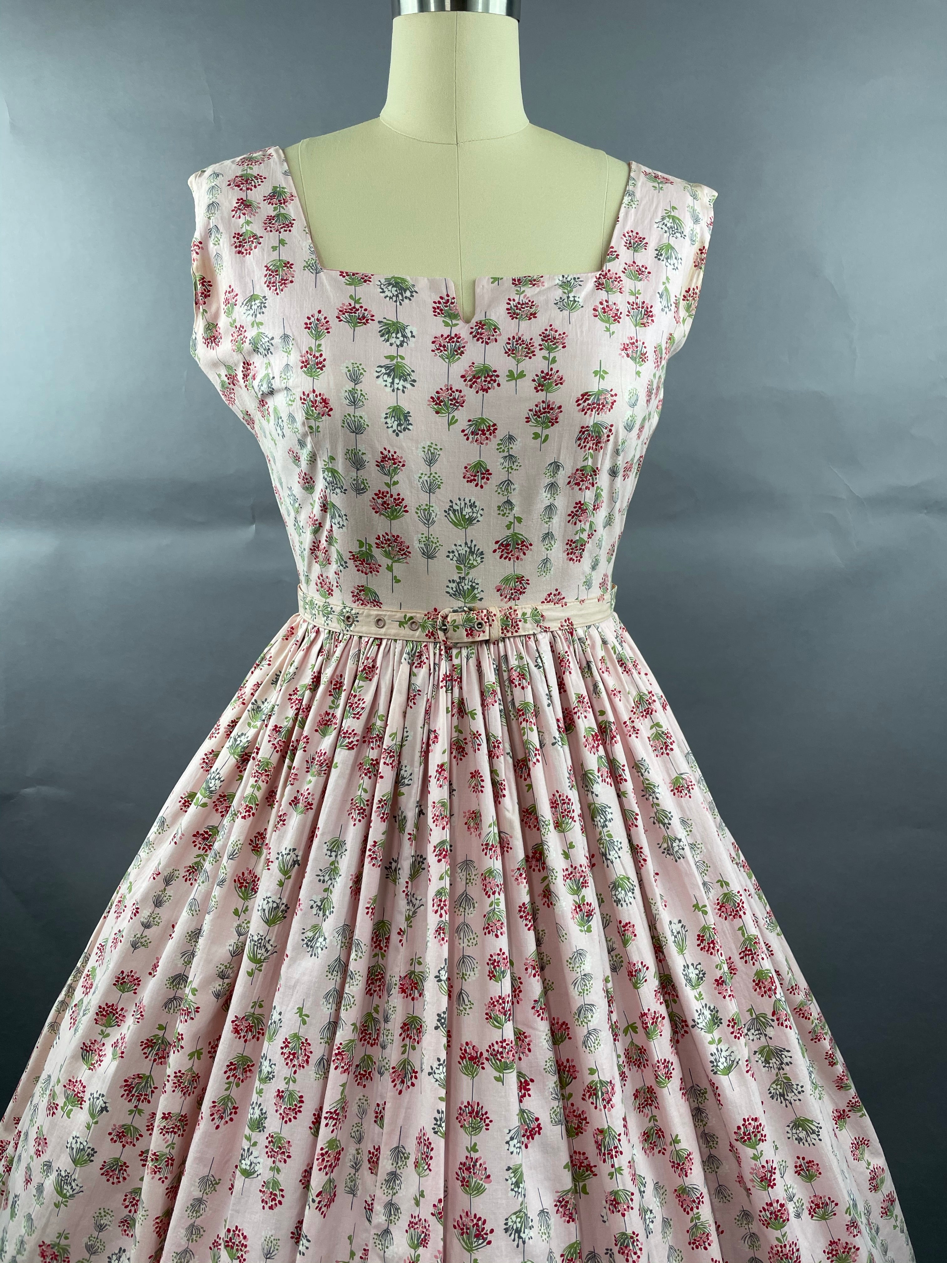 1950s Junior Vogues 3 piece Cotton Dress , Belt and Bolero Size M