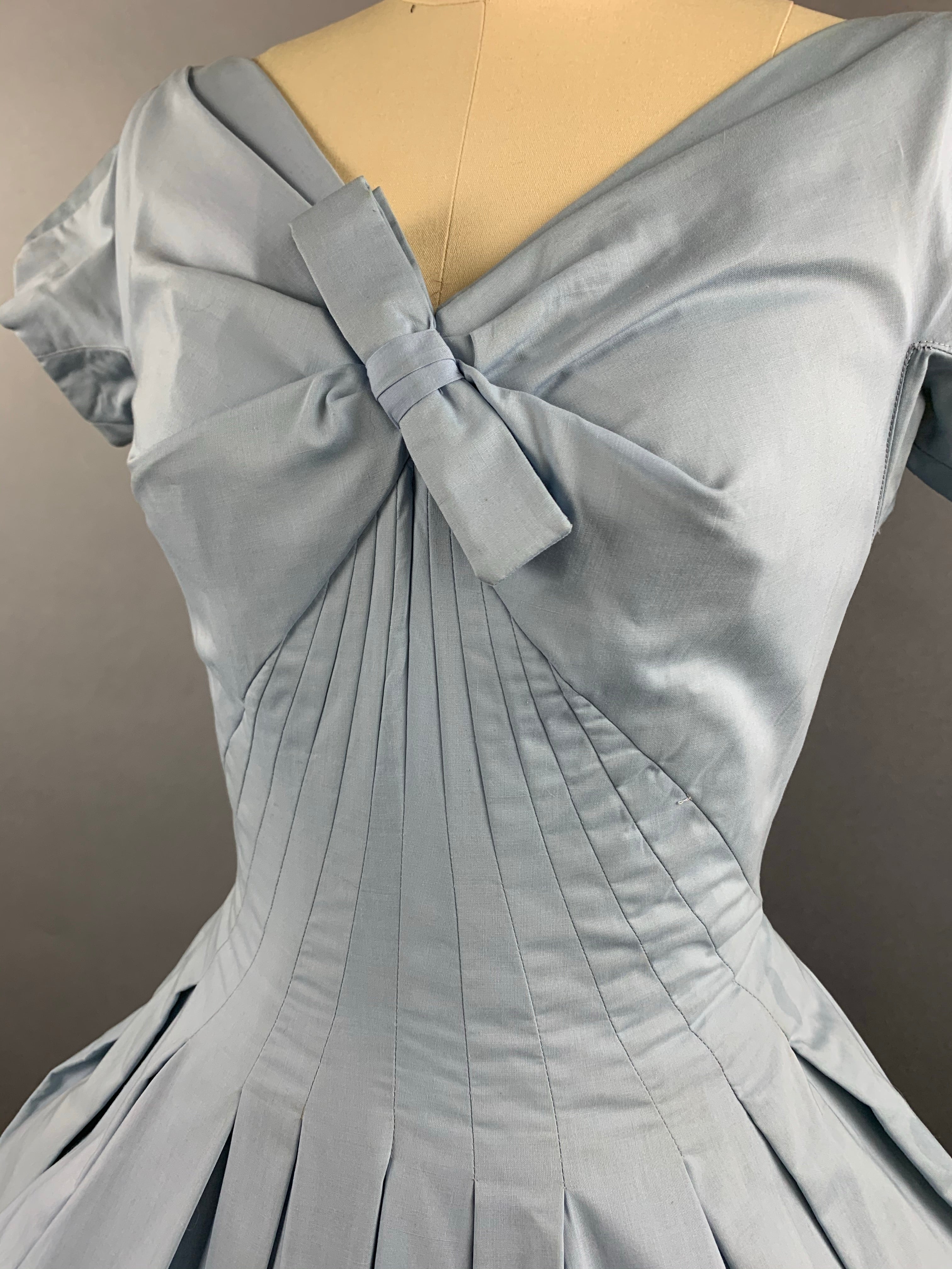 1950s Gigi Young Pale Blue Cotton Dress Size M