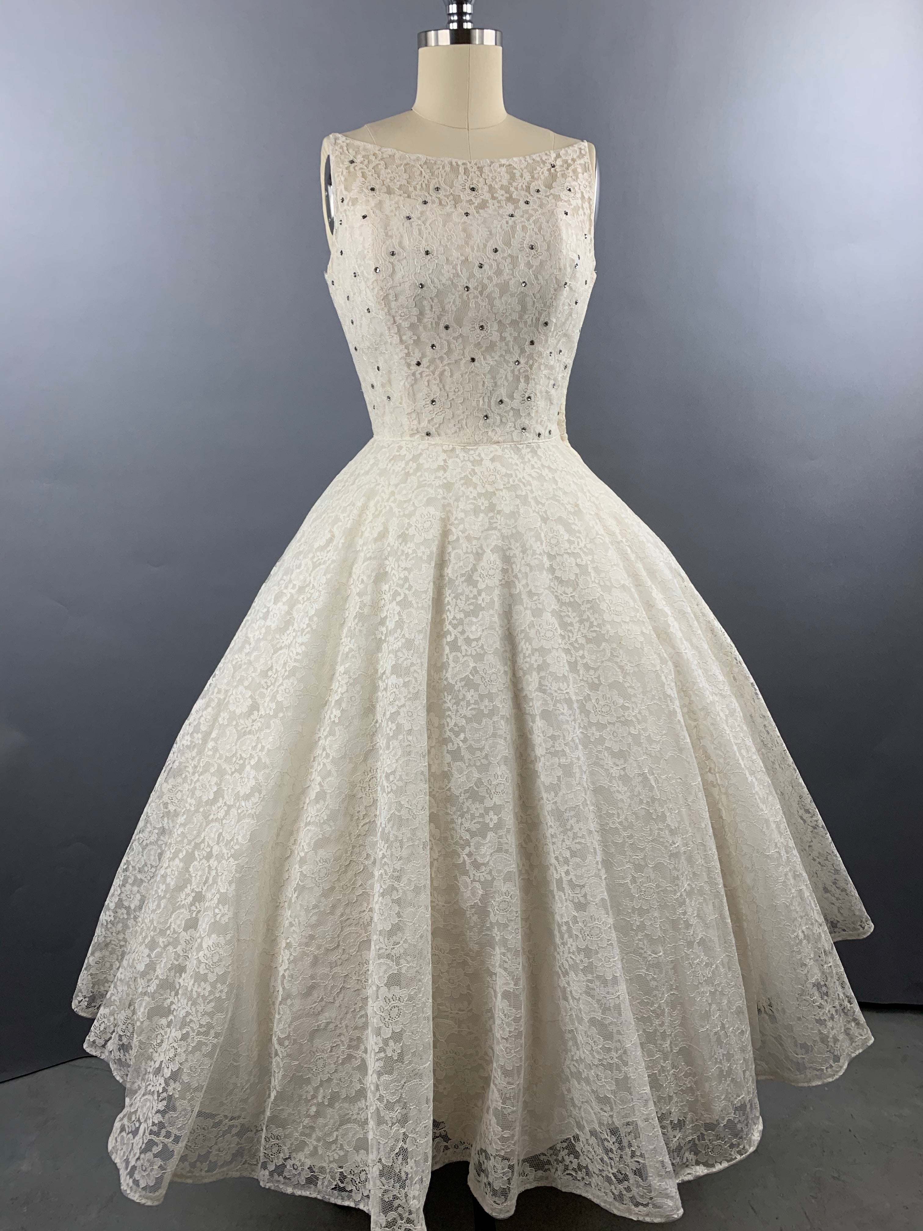 1950s Cotillion Ivory Lace Party Dress Size XS