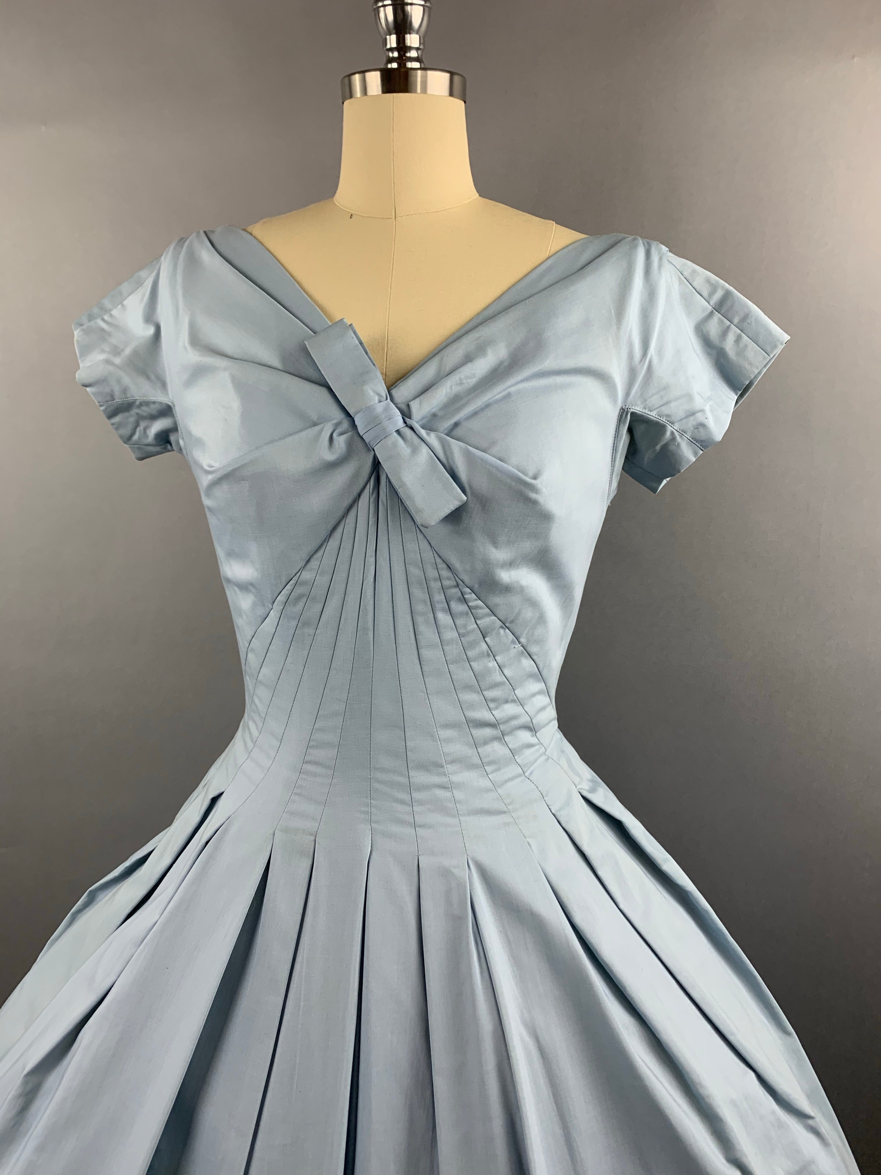 1950s Gigi Young Pale Blue Cotton Dress Size M