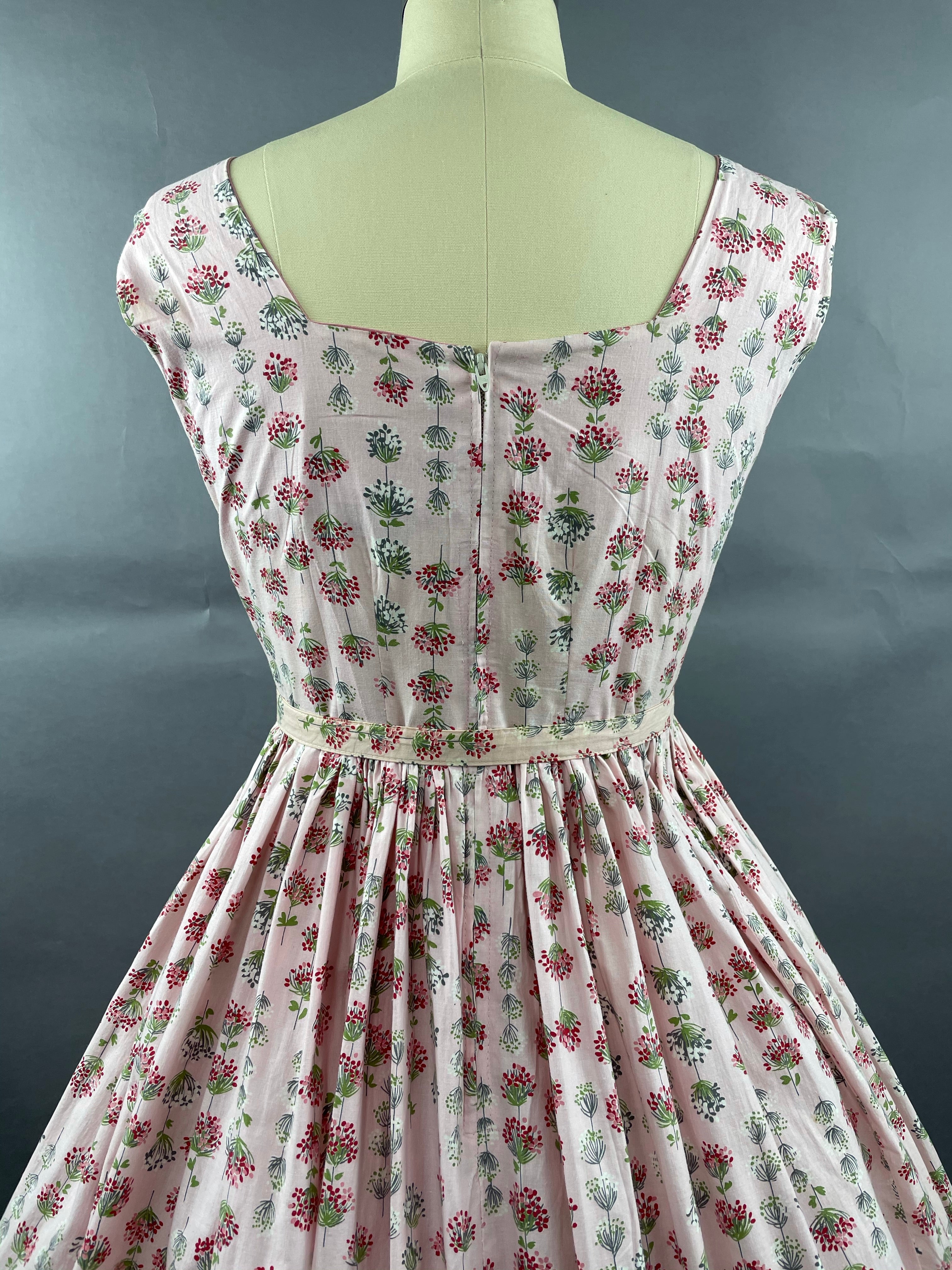 1950s Junior Vogues 3 piece Cotton Dress , Belt and Bolero Size M