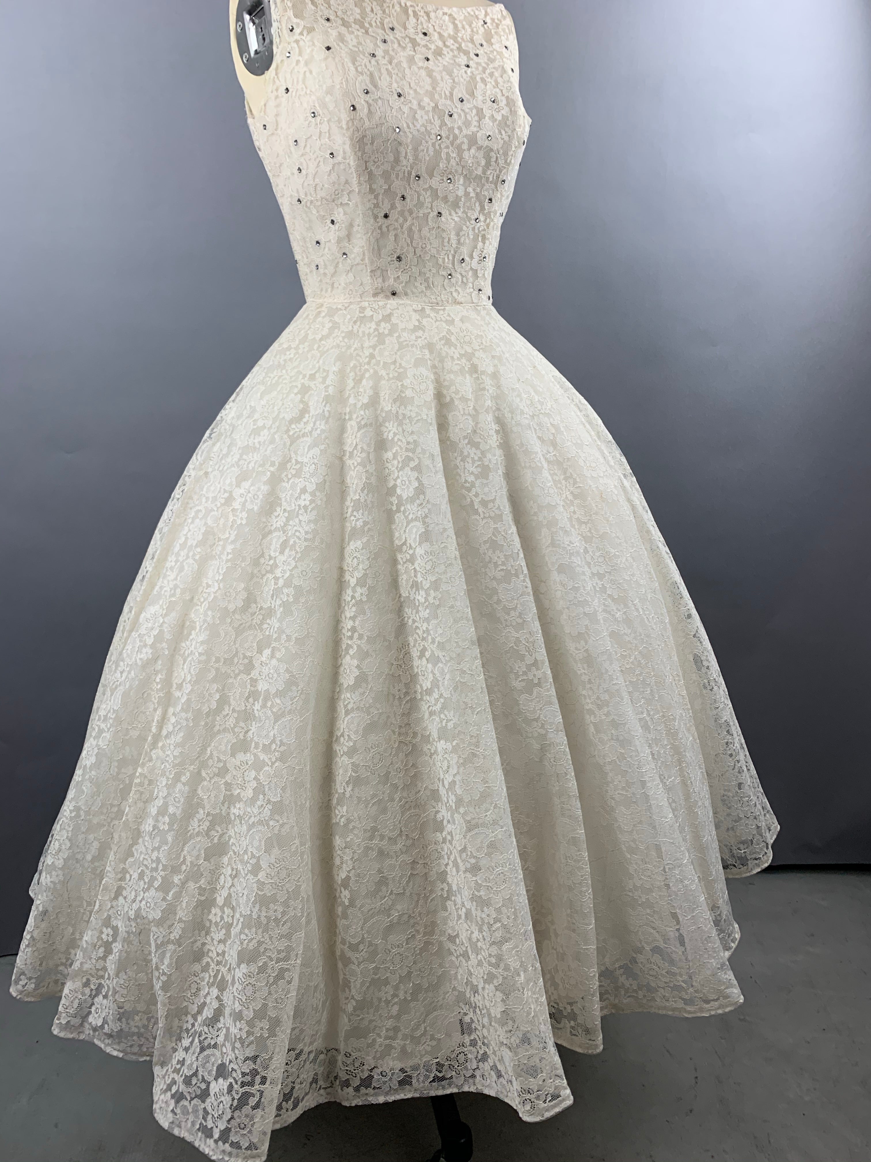 1950s Cotillion Ivory Lace Party Dress Size XS