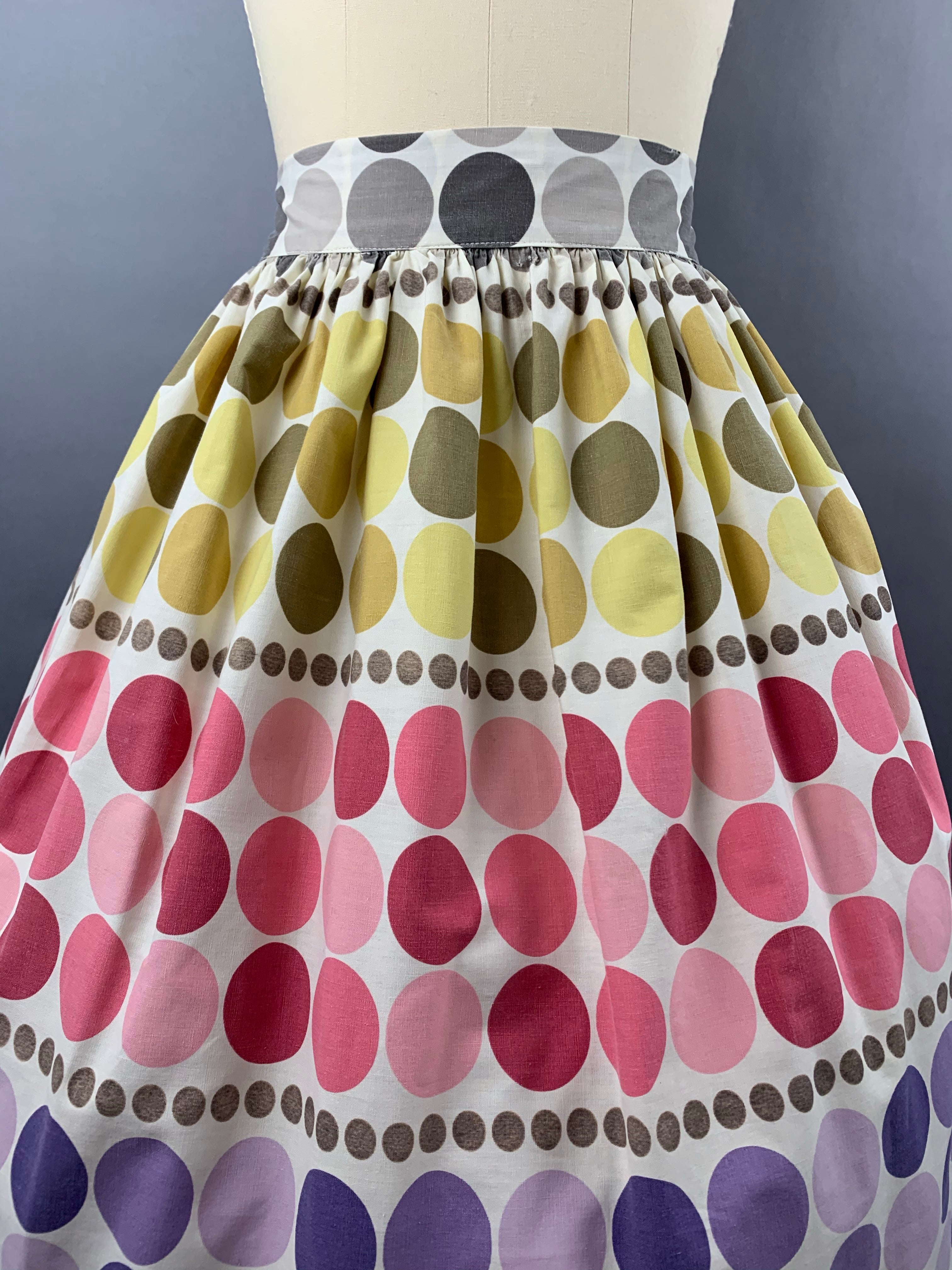 1950s 1960s Rainbow Polka Dot Skirt Size M