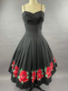 1950s Red Rose Border Print Dress Size S