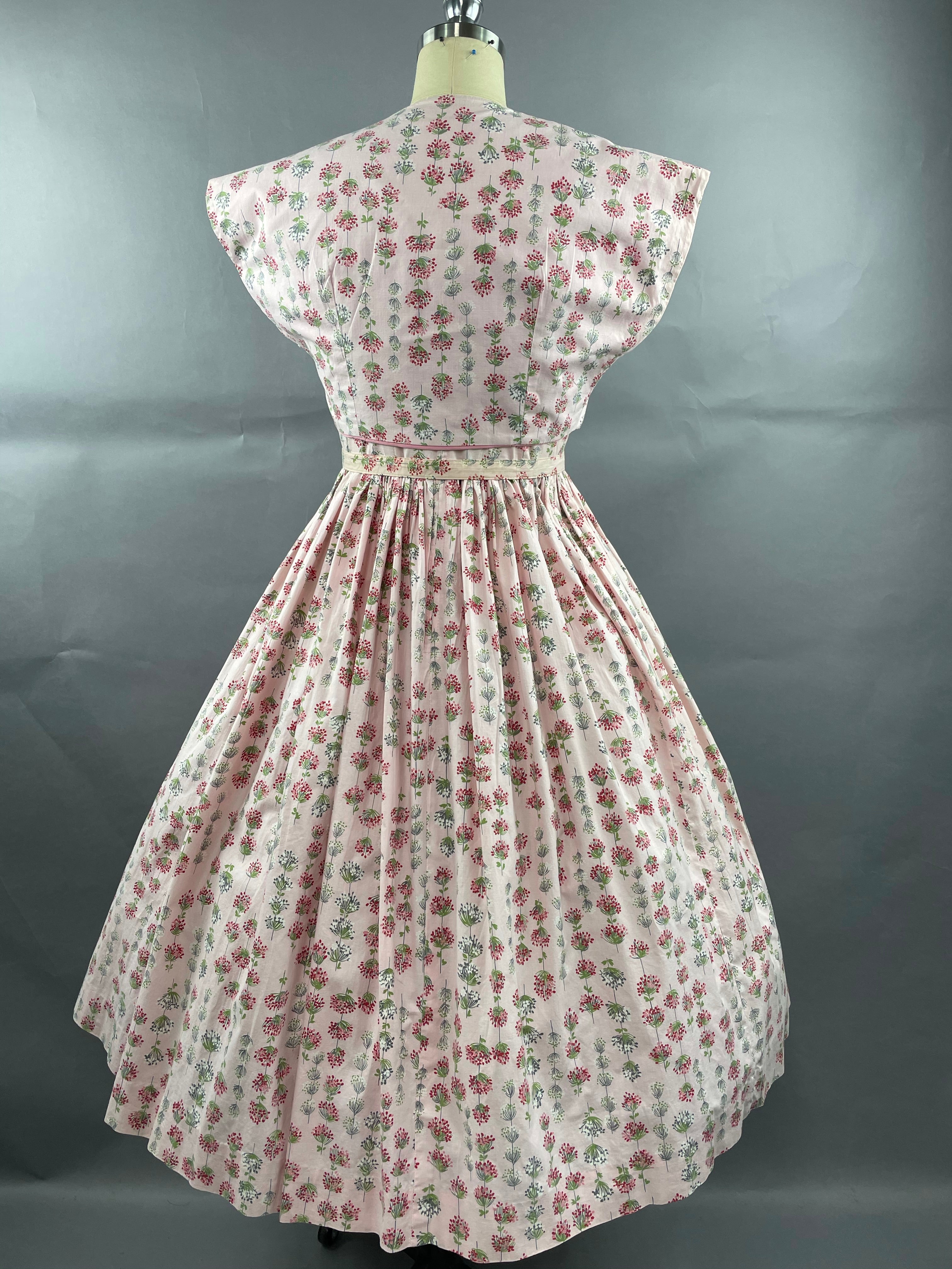 1950s Junior Vogues 3 piece Cotton Dress , Belt and Bolero Size M