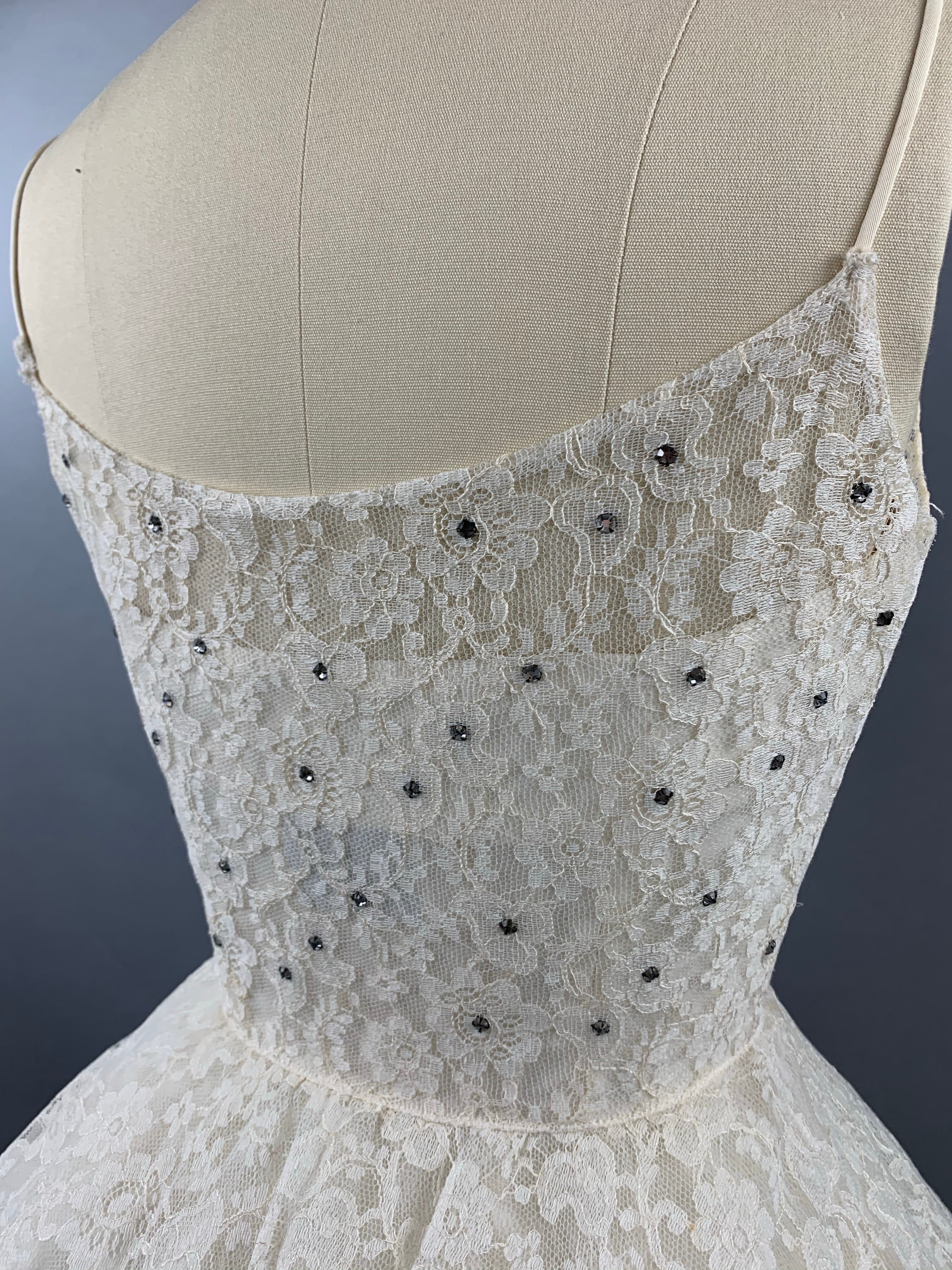 1950s Cotillion Ivory Lace Party Dress Size XS