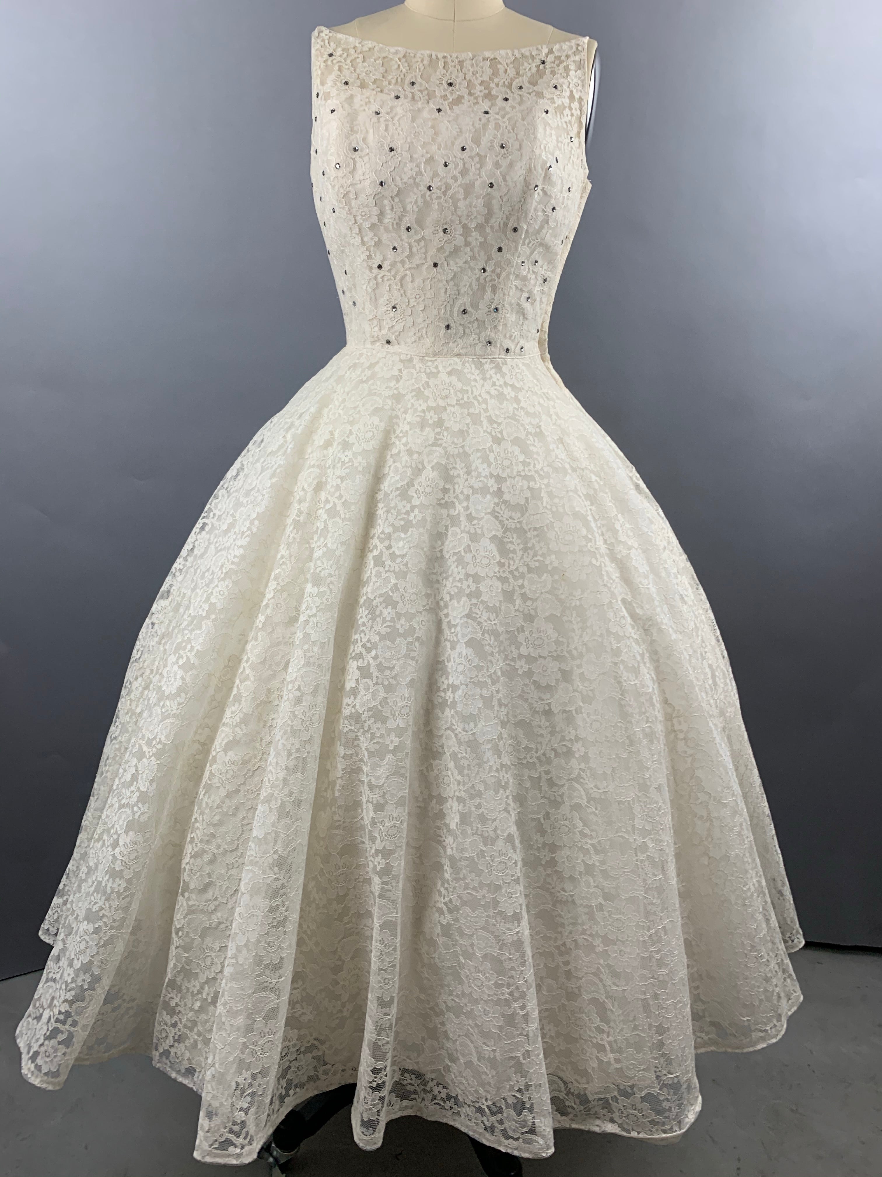 1950s Cotillion Ivory Lace Party Dress Size XS