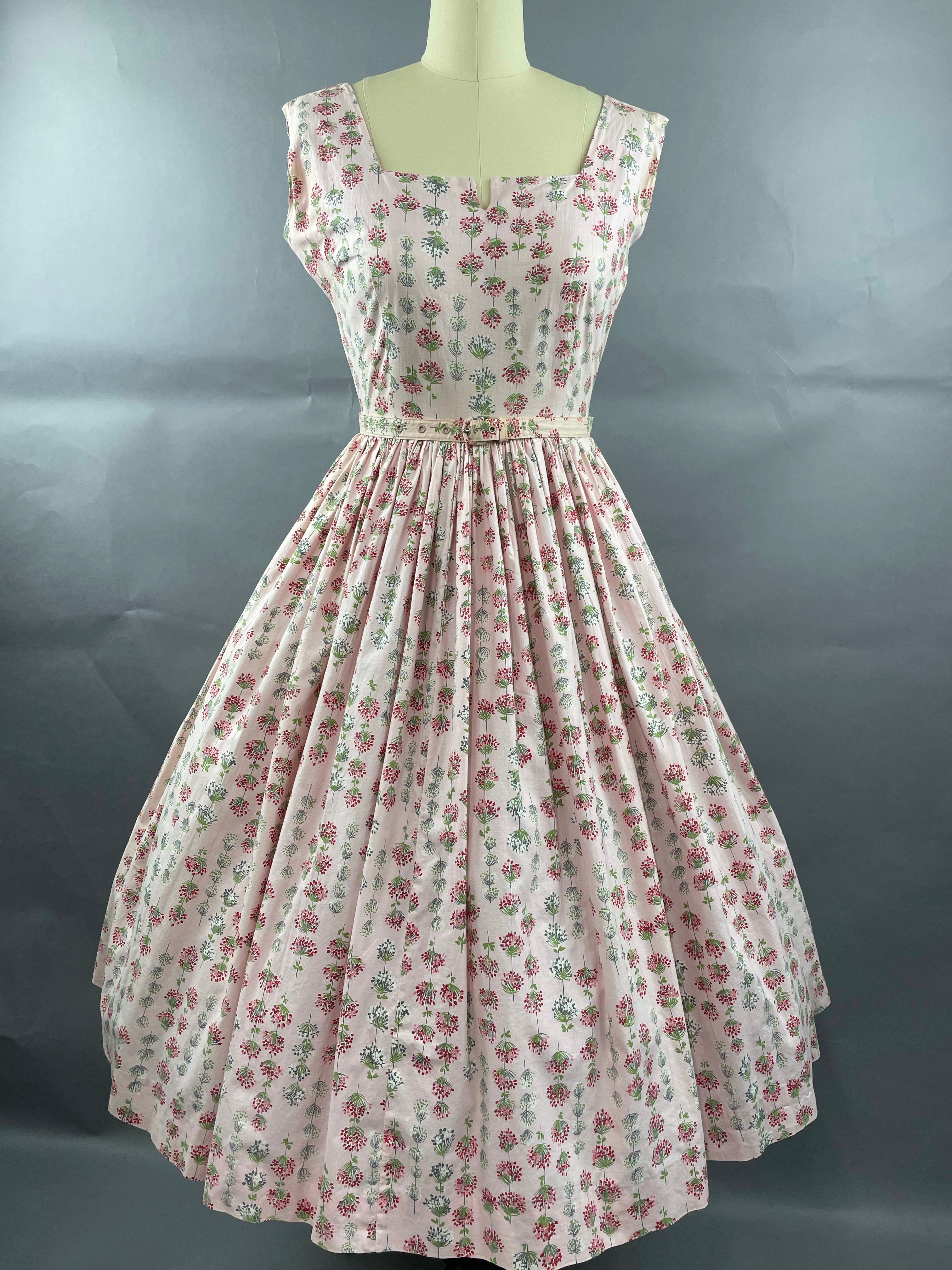 1950s Junior Vogues 3 piece Cotton Dress , Belt and Bolero Size M