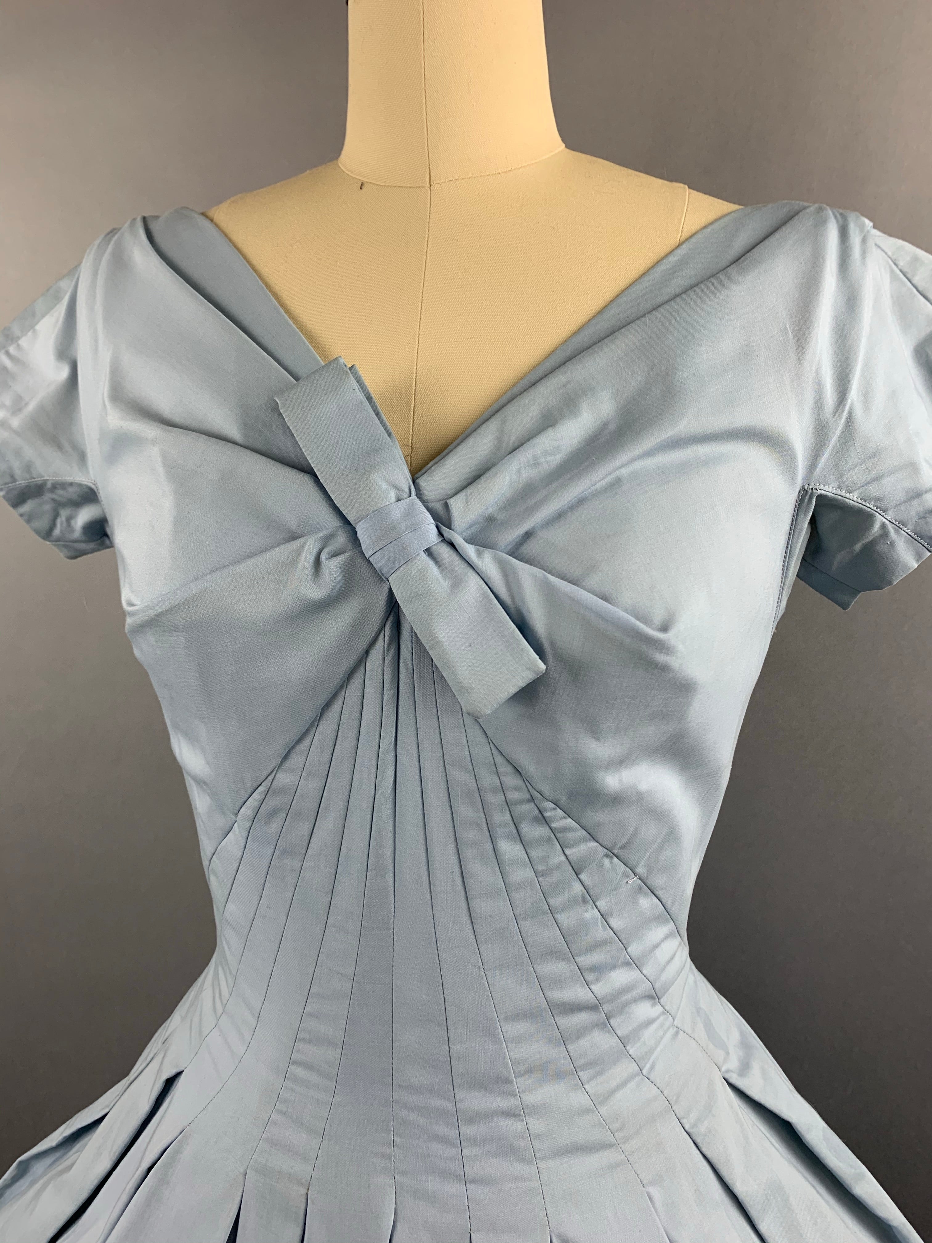 1950s Gigi Young Pale Blue Cotton Dress Size M