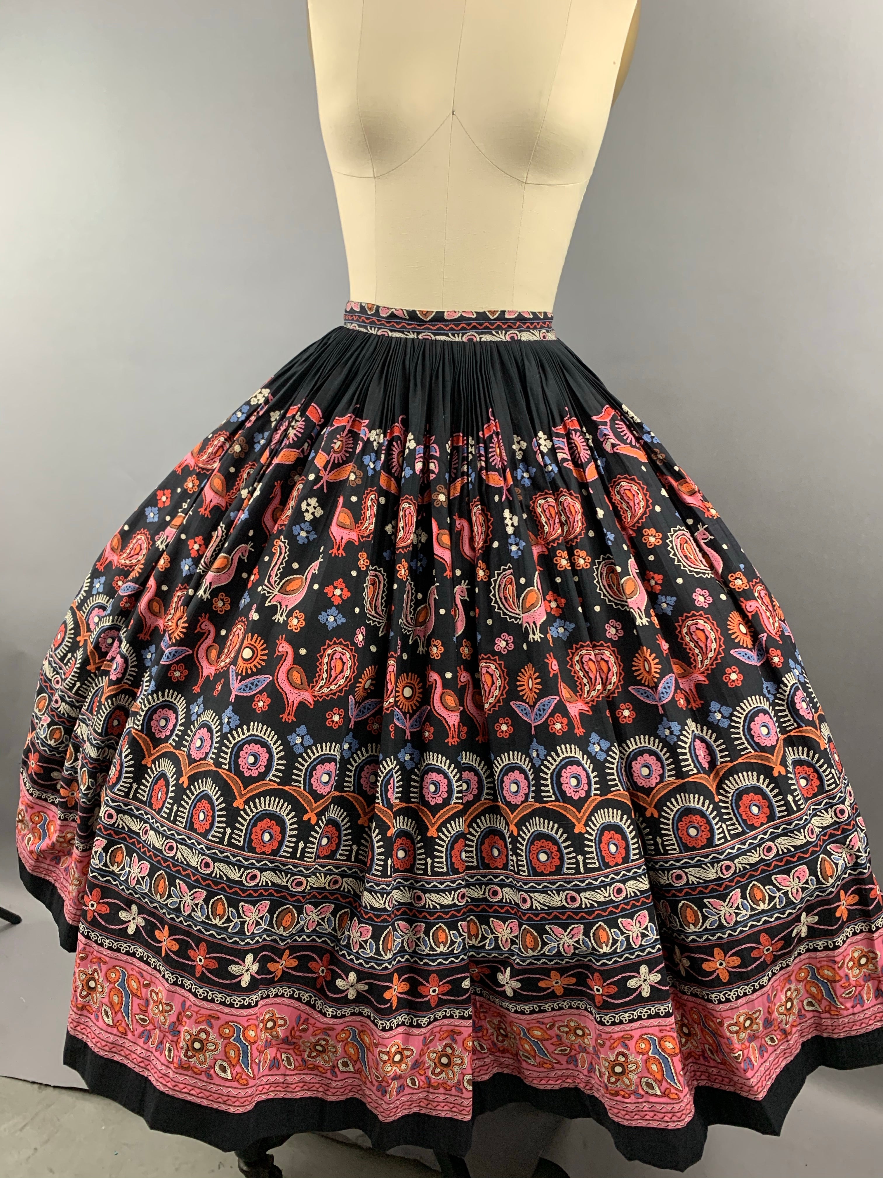 1950s Koret of California Peacock Skirt Size M