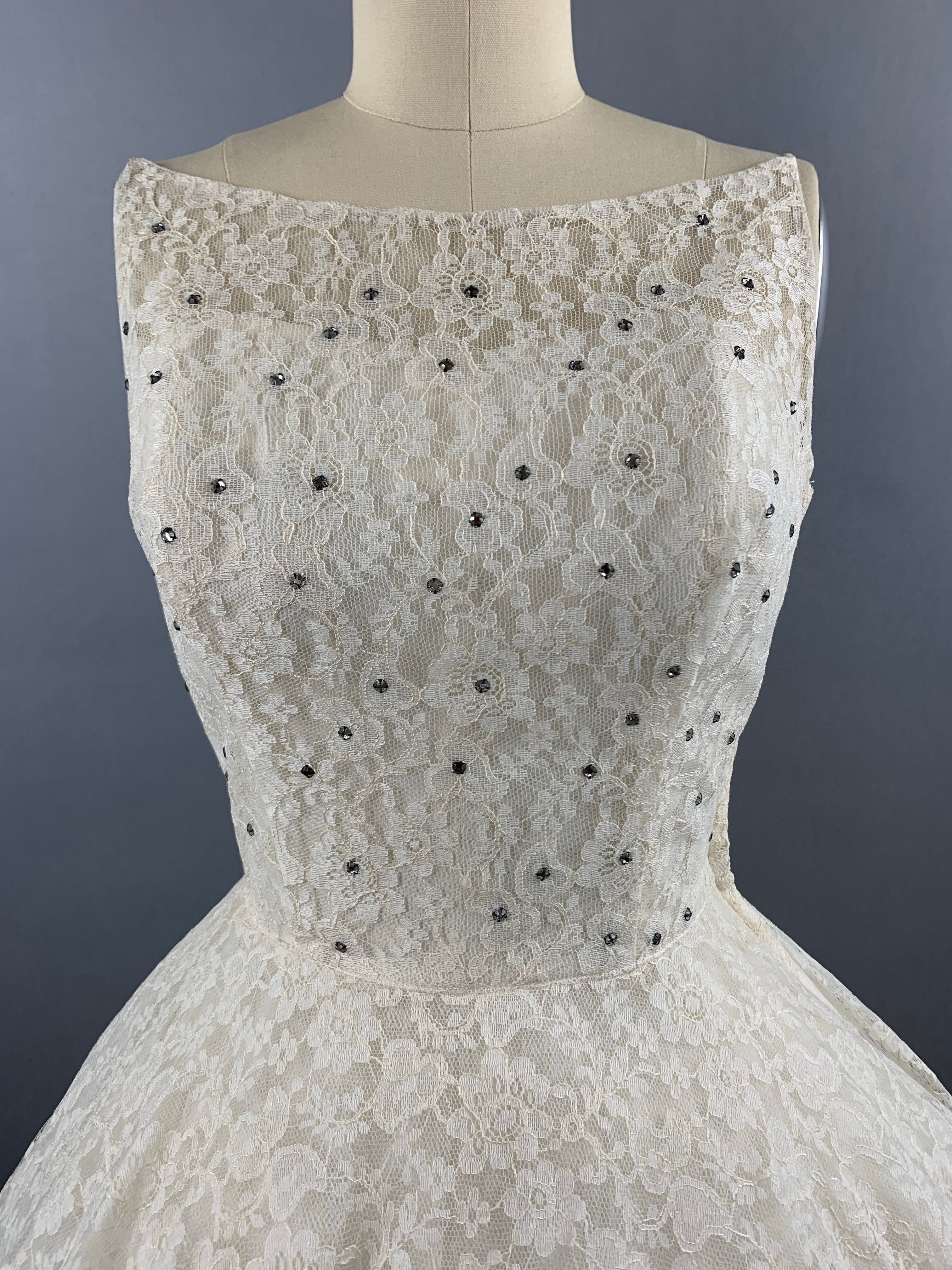 1950s Cotillion Ivory Lace Party Dress Size XS