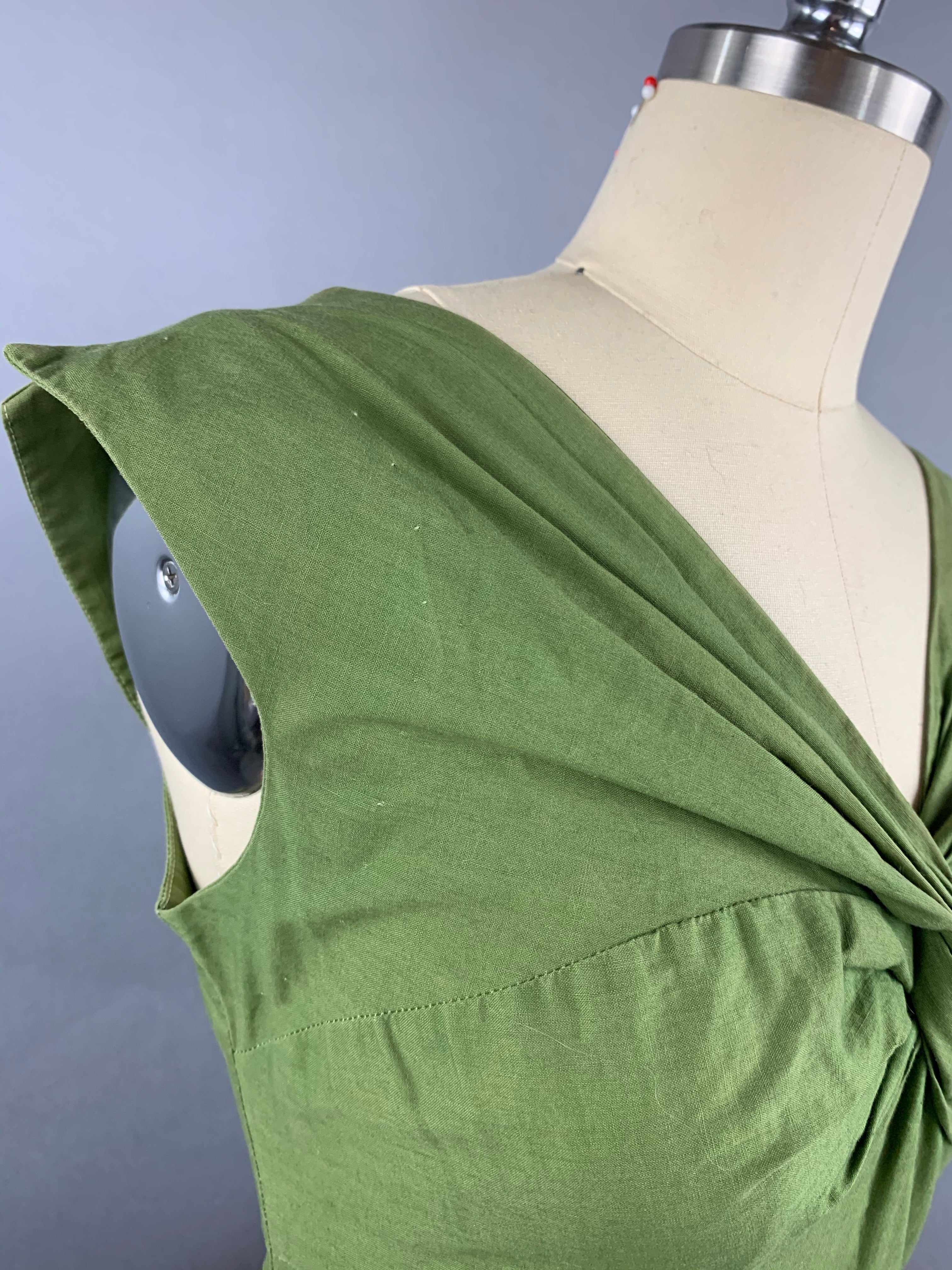 1950s Green Casbah Cotton Dress Size M