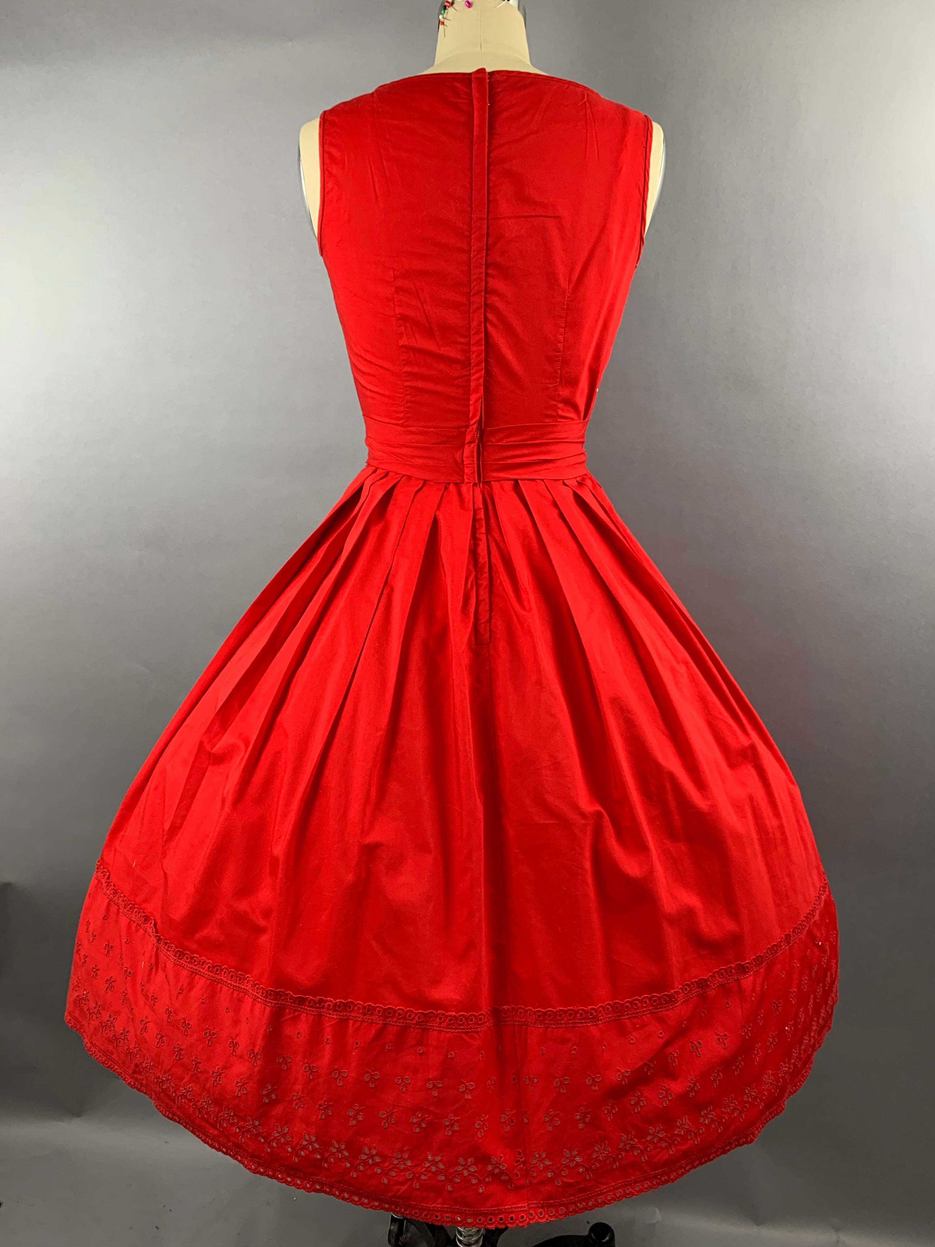 1950s Red Bobbie Brooks 2 piece Dress and Jacket Set Size XS