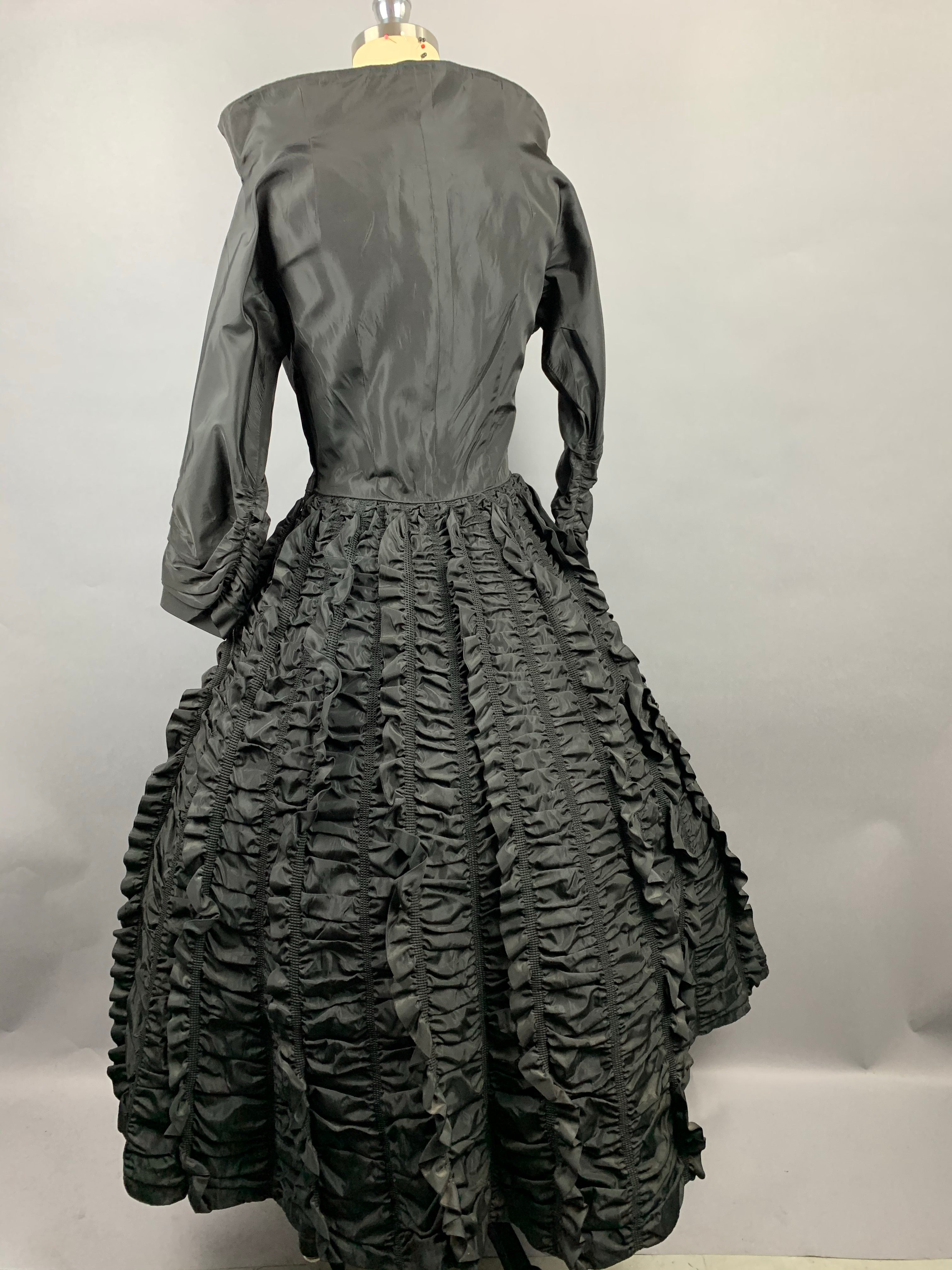 1950s Dramatic Black Ceil Chapman Dress (Slightly Wounded) Party Dress Size S
