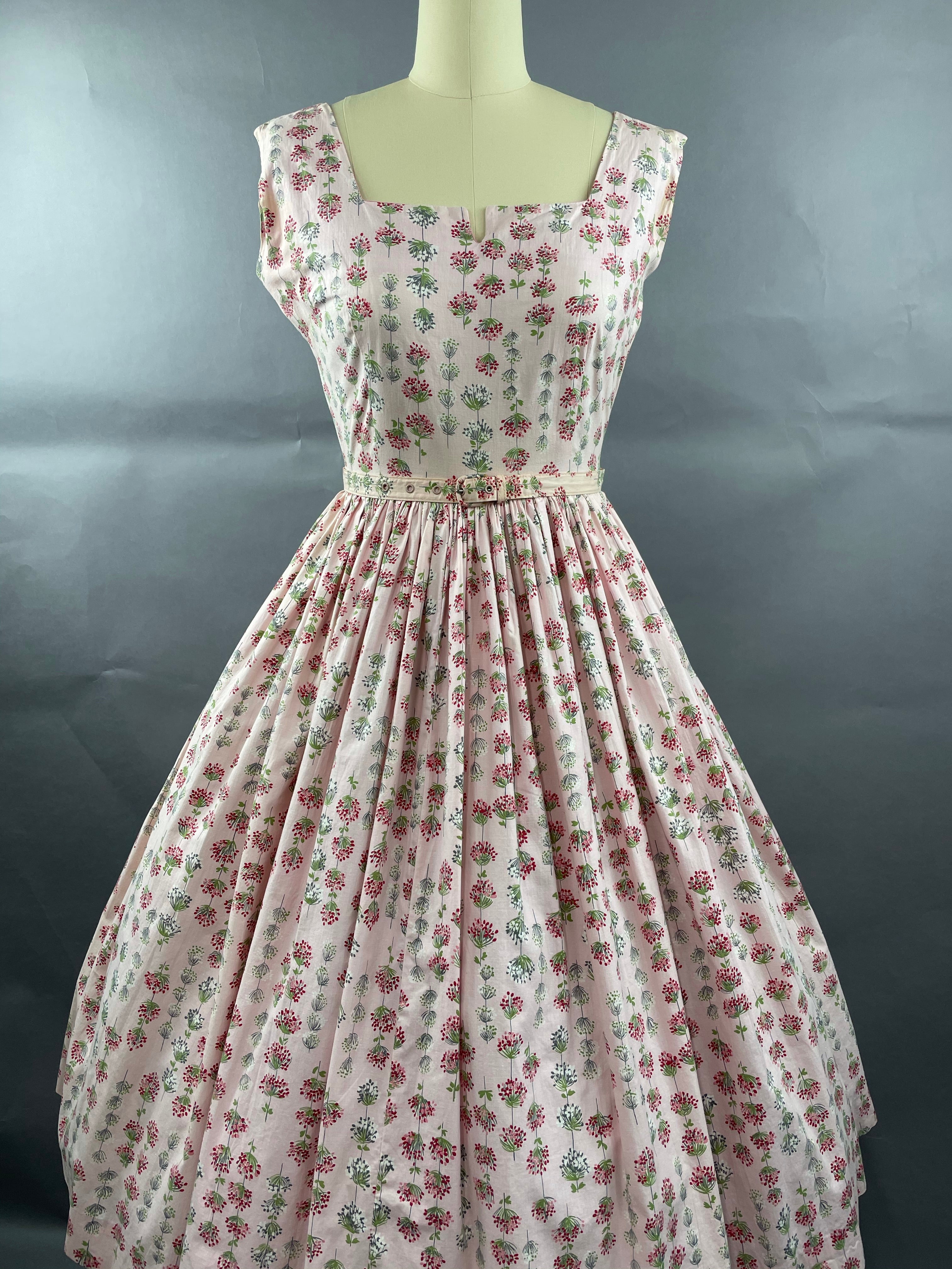 1950s Junior Vogues 3 piece Cotton Dress , Belt and Bolero Size M