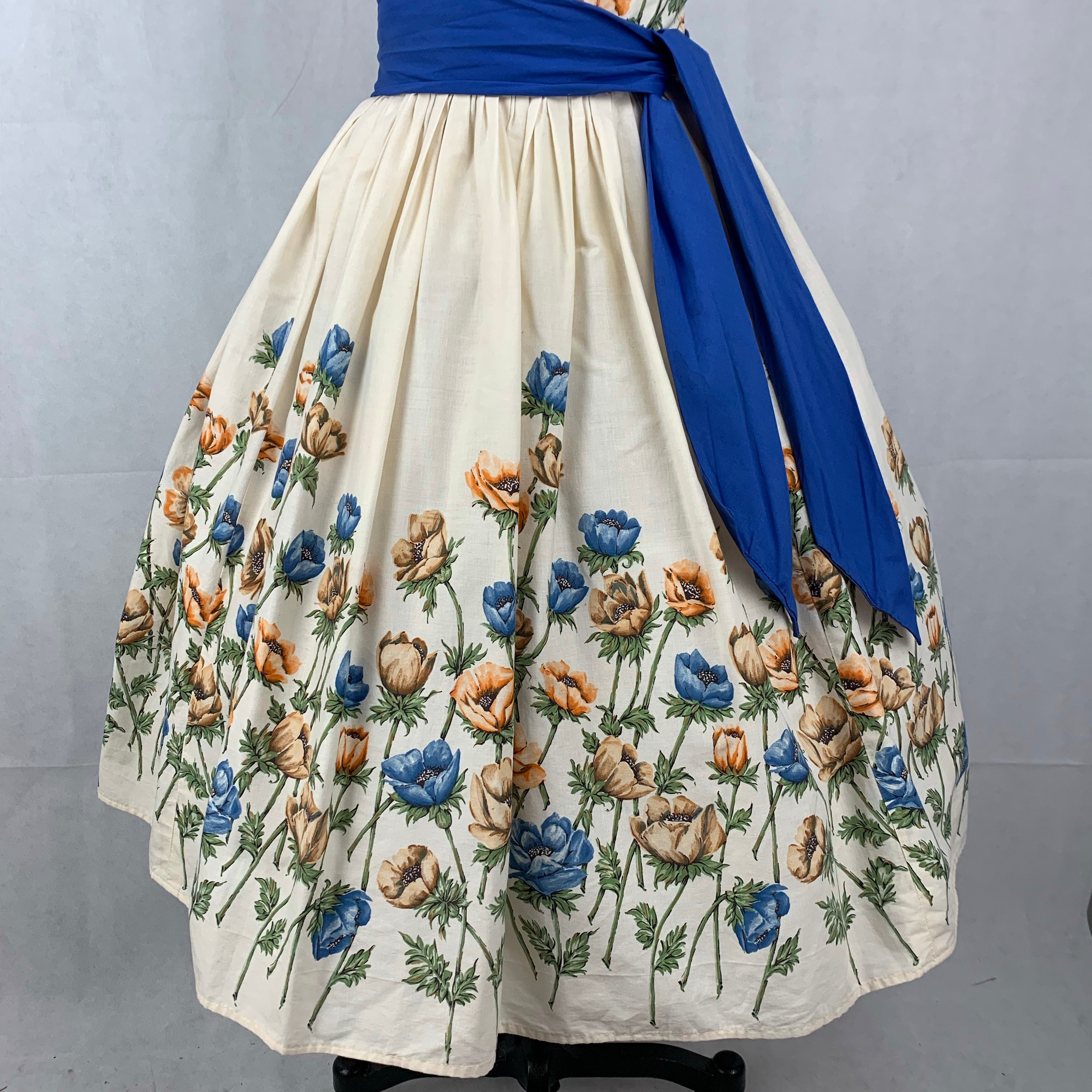 1950s John Wolf Anemones off the shoulder Dress Size S