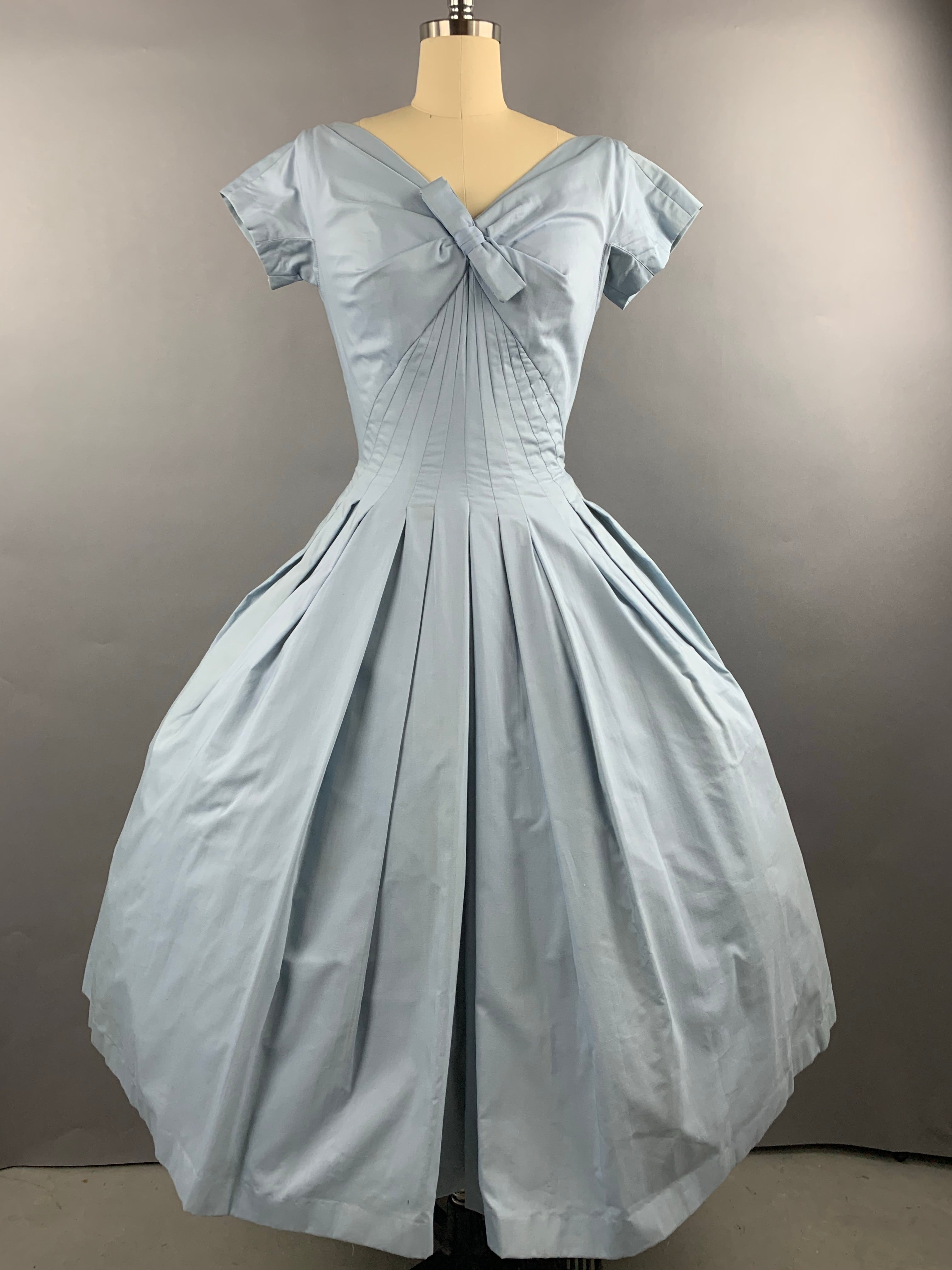 1950s Gigi Young Pale Blue Cotton Dress Size M