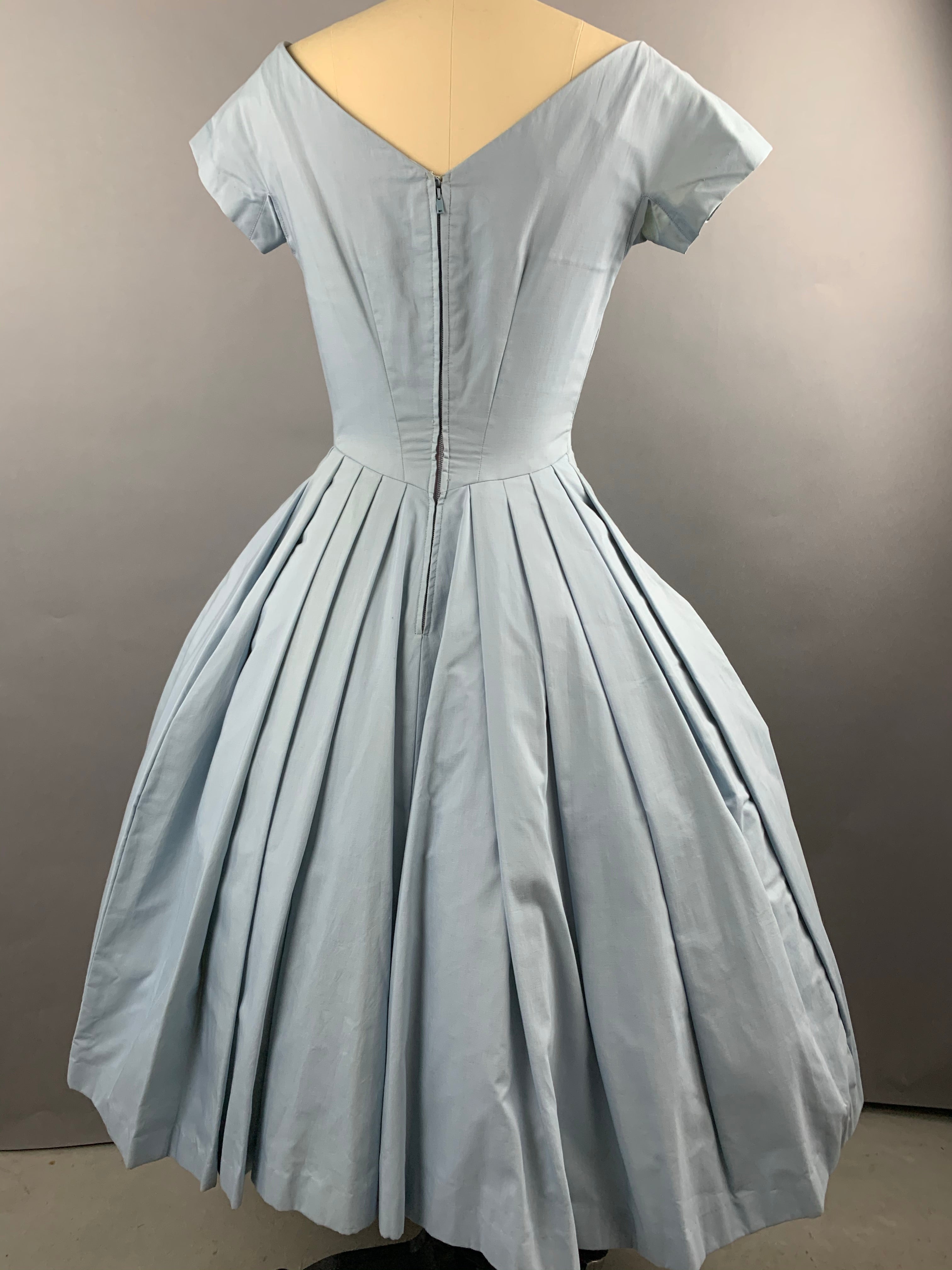 1950s Gigi Young Pale Blue Cotton Dress Size M