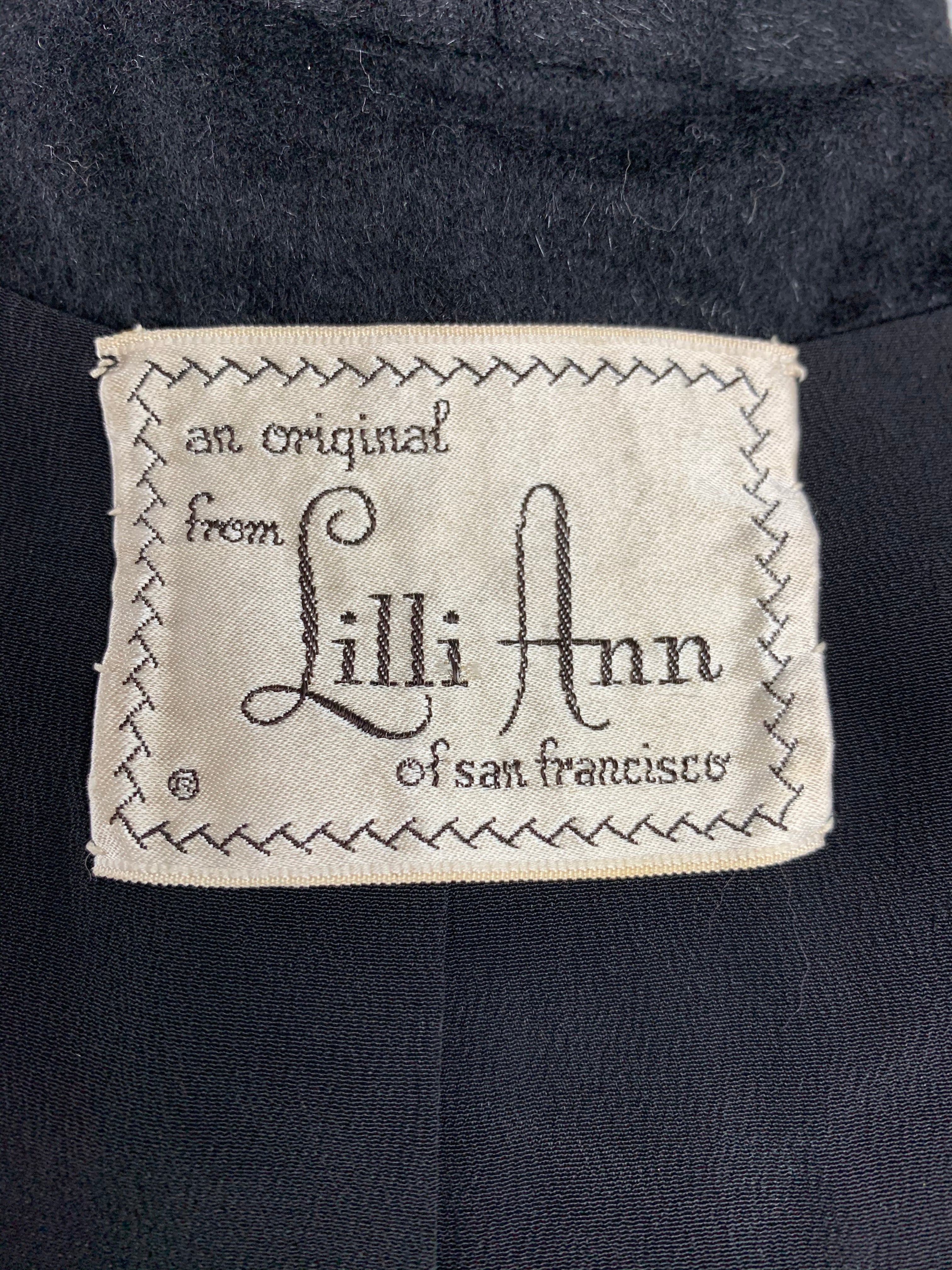 1950s Lilli Ann Fringed Black Wool Mohair Jacket Size S