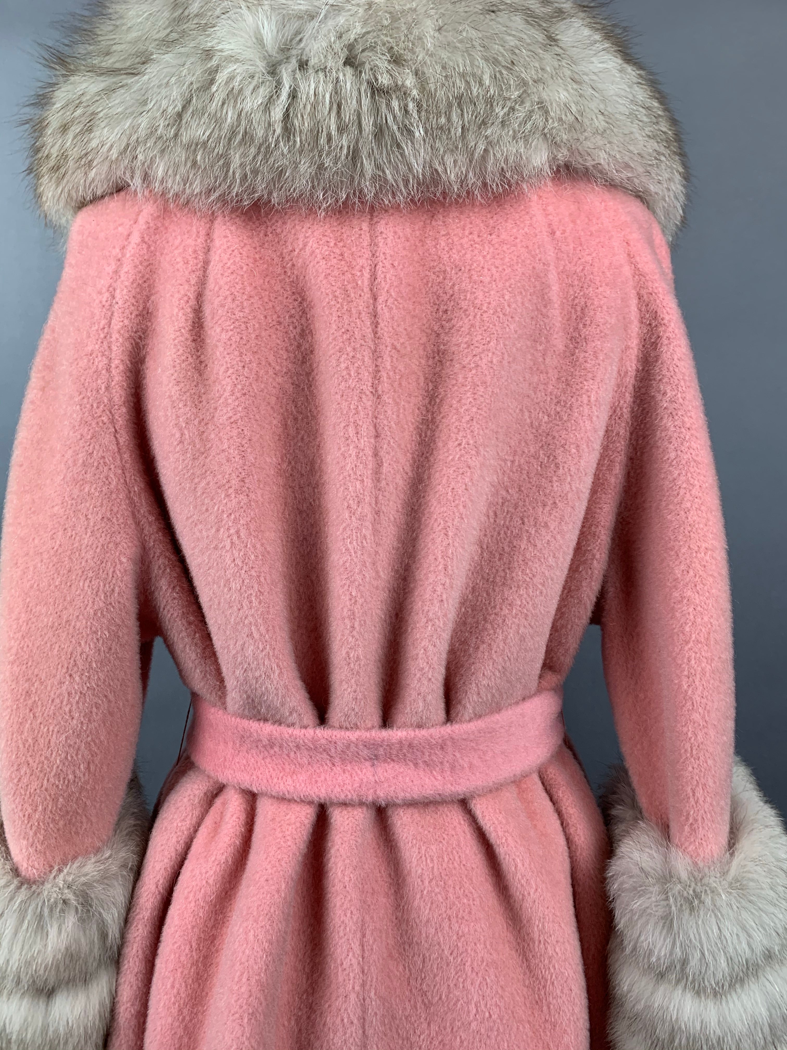 1960s Baby Pink Lilli Ann Norwegian Fox Fur Coat Size M Size L Size XL