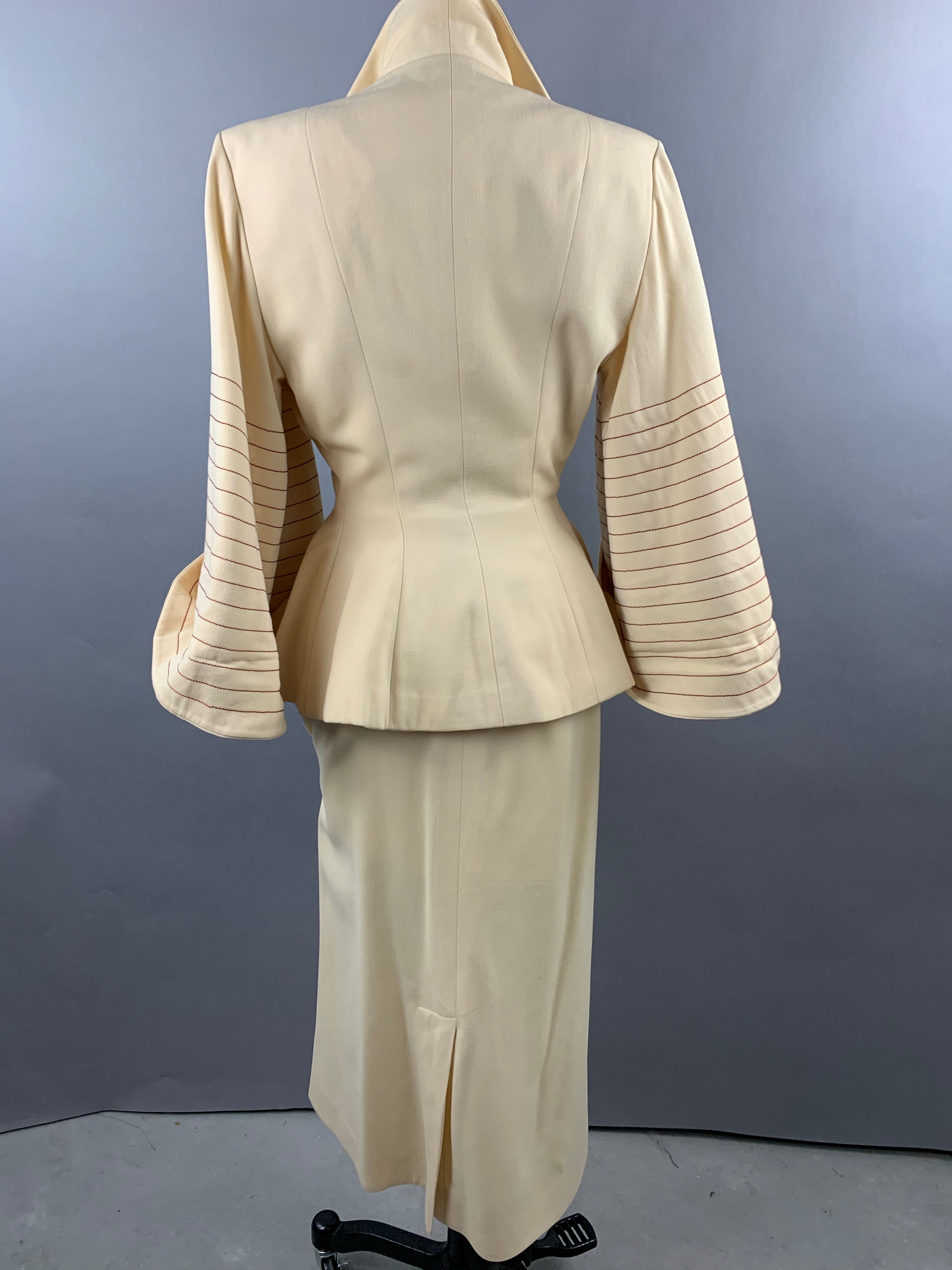 1950s Lilli Ann Cream Skirt Suit Size XS