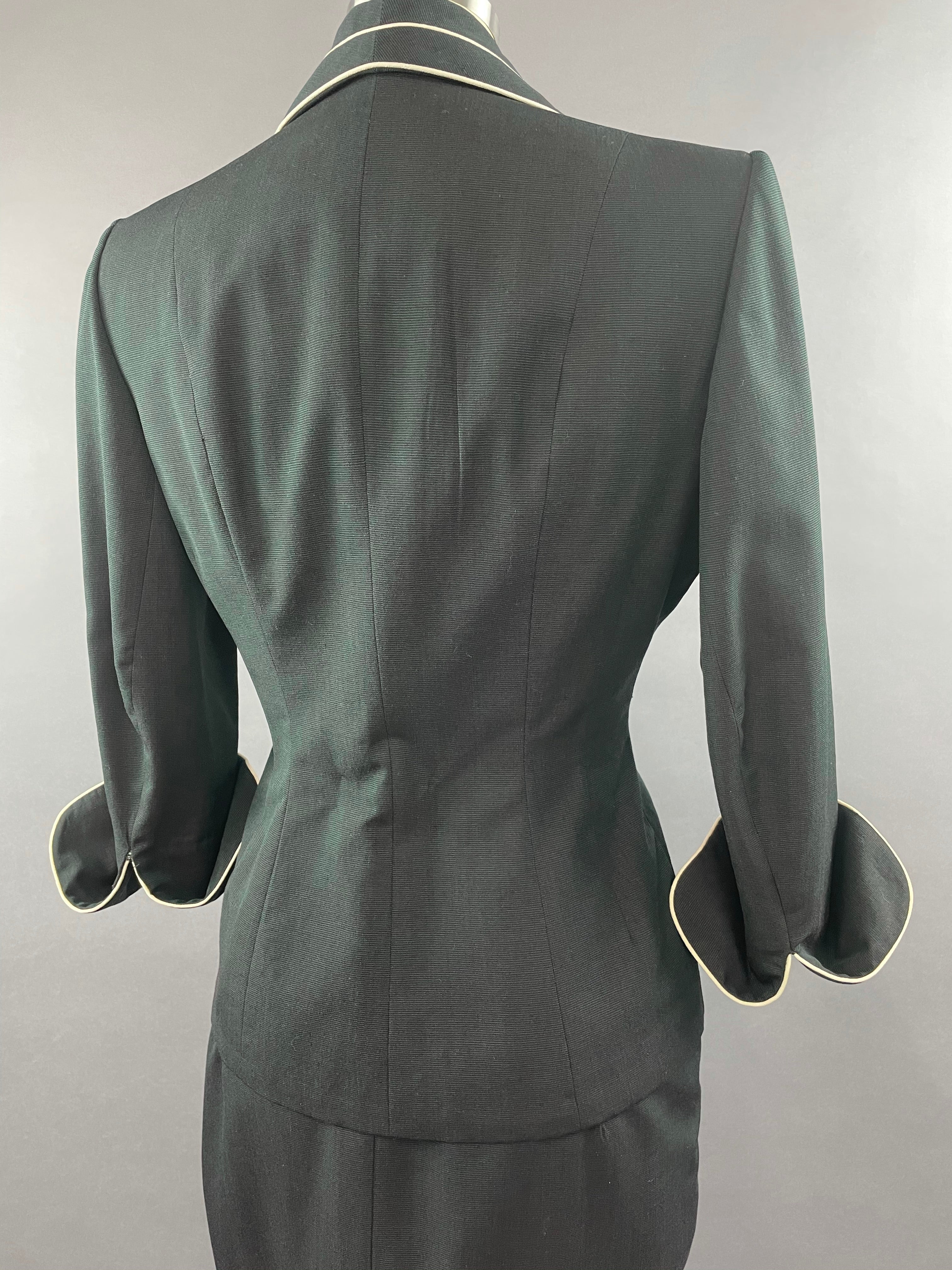 1950s Lilli Ann Lilli Annette Dark Blue Shot Skirt Suit Size S