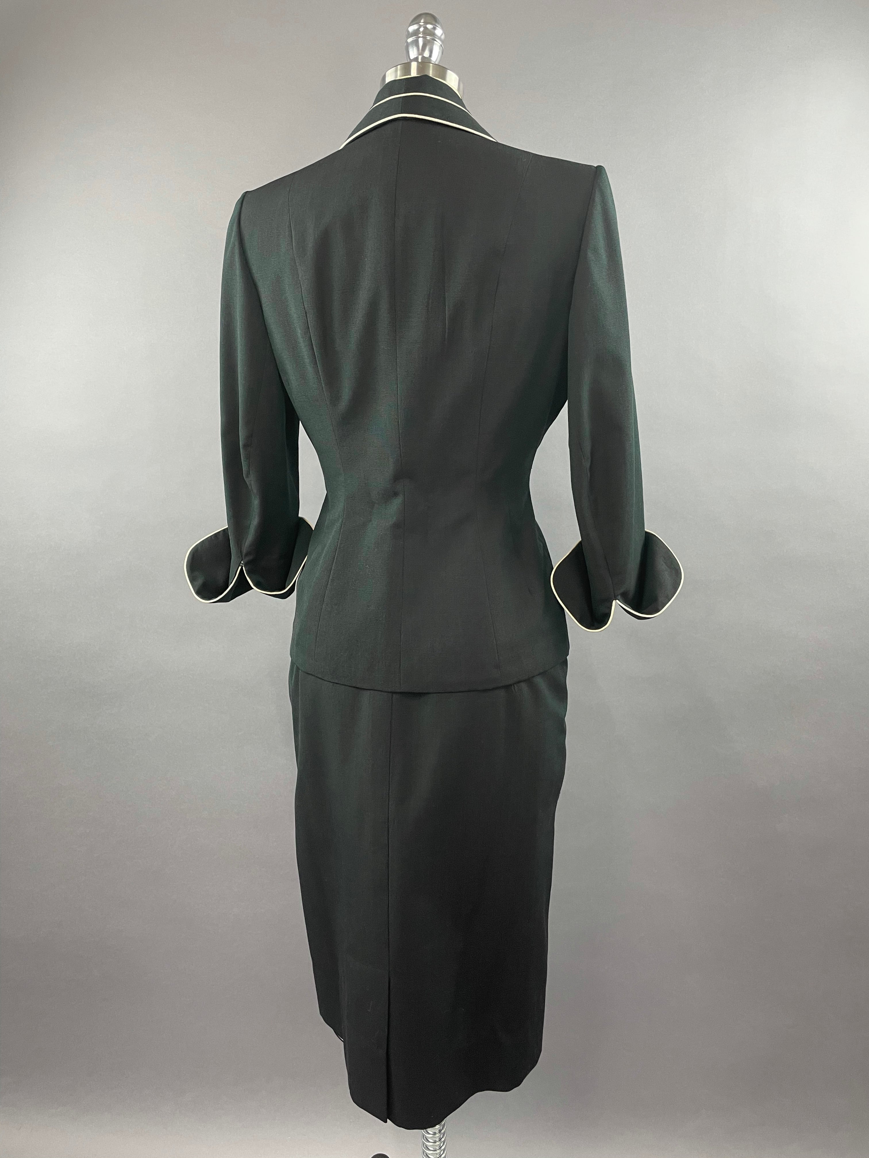 1950s Lilli Ann Lilli Annette Dark Blue Shot Skirt Suit Size S