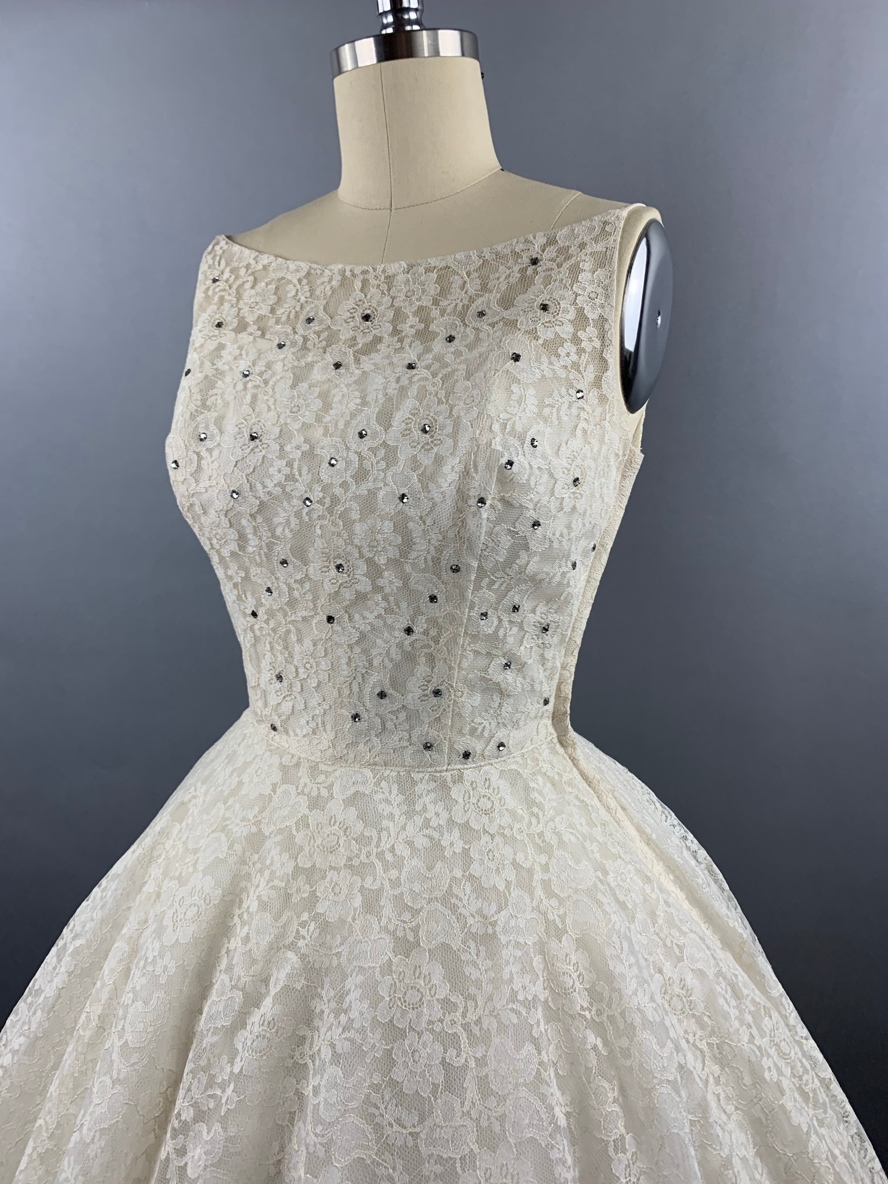 1950s Cotillion Ivory Lace Party Dress Size XS