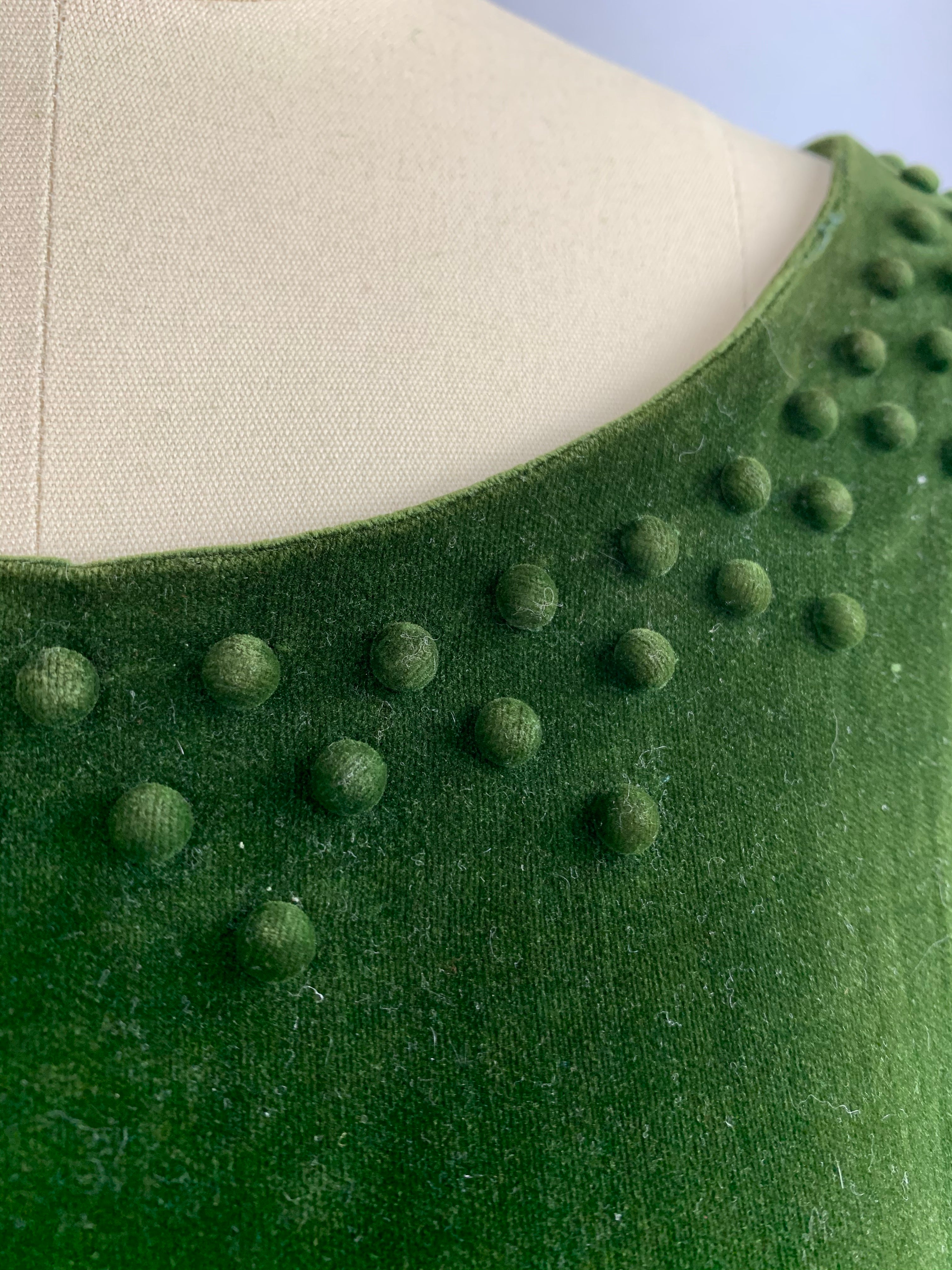 1950s H and D Fashions Green Velvet Party Dress Size S