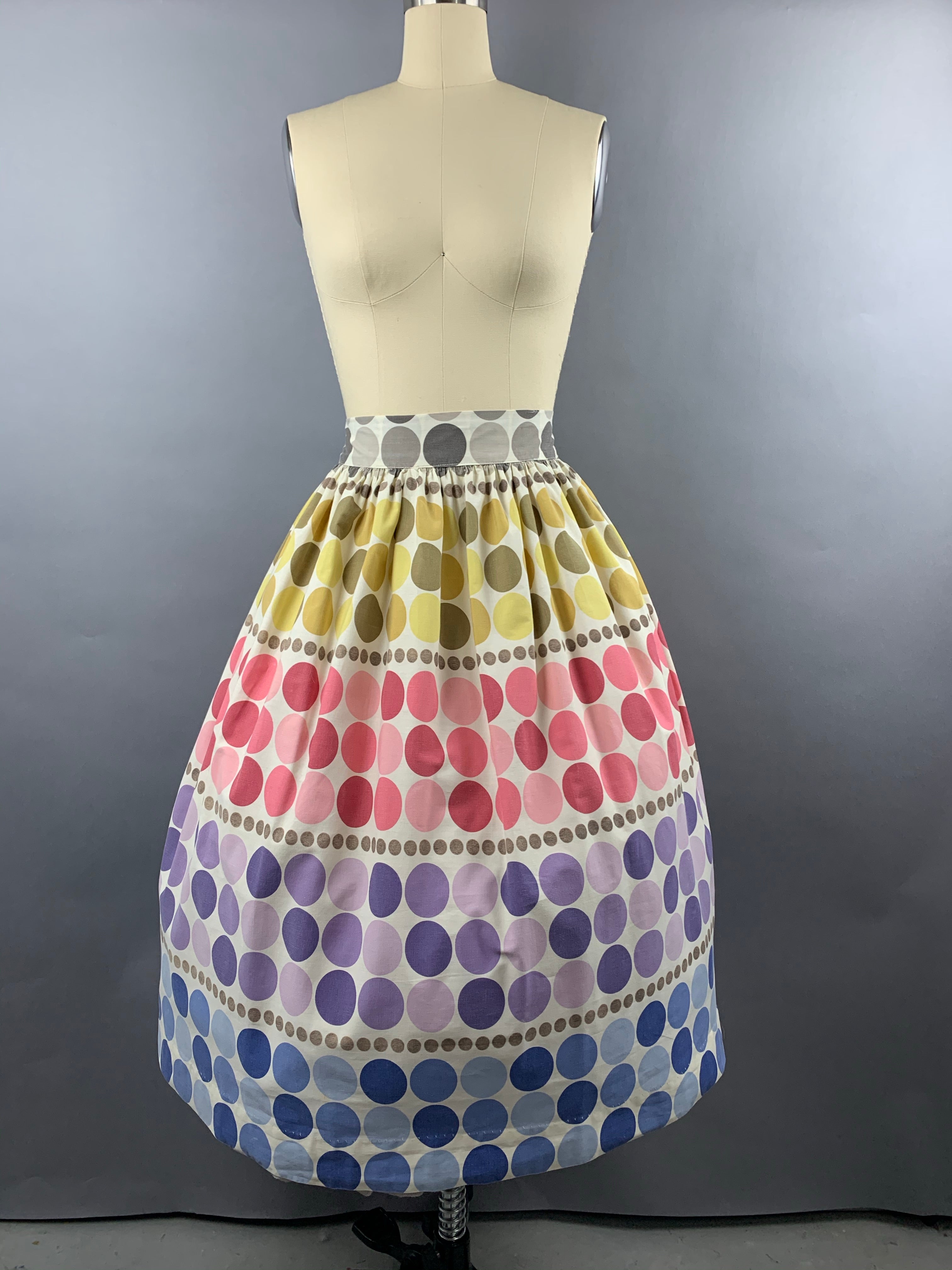 1950s 1960s Rainbow Polka Dot Skirt Size M