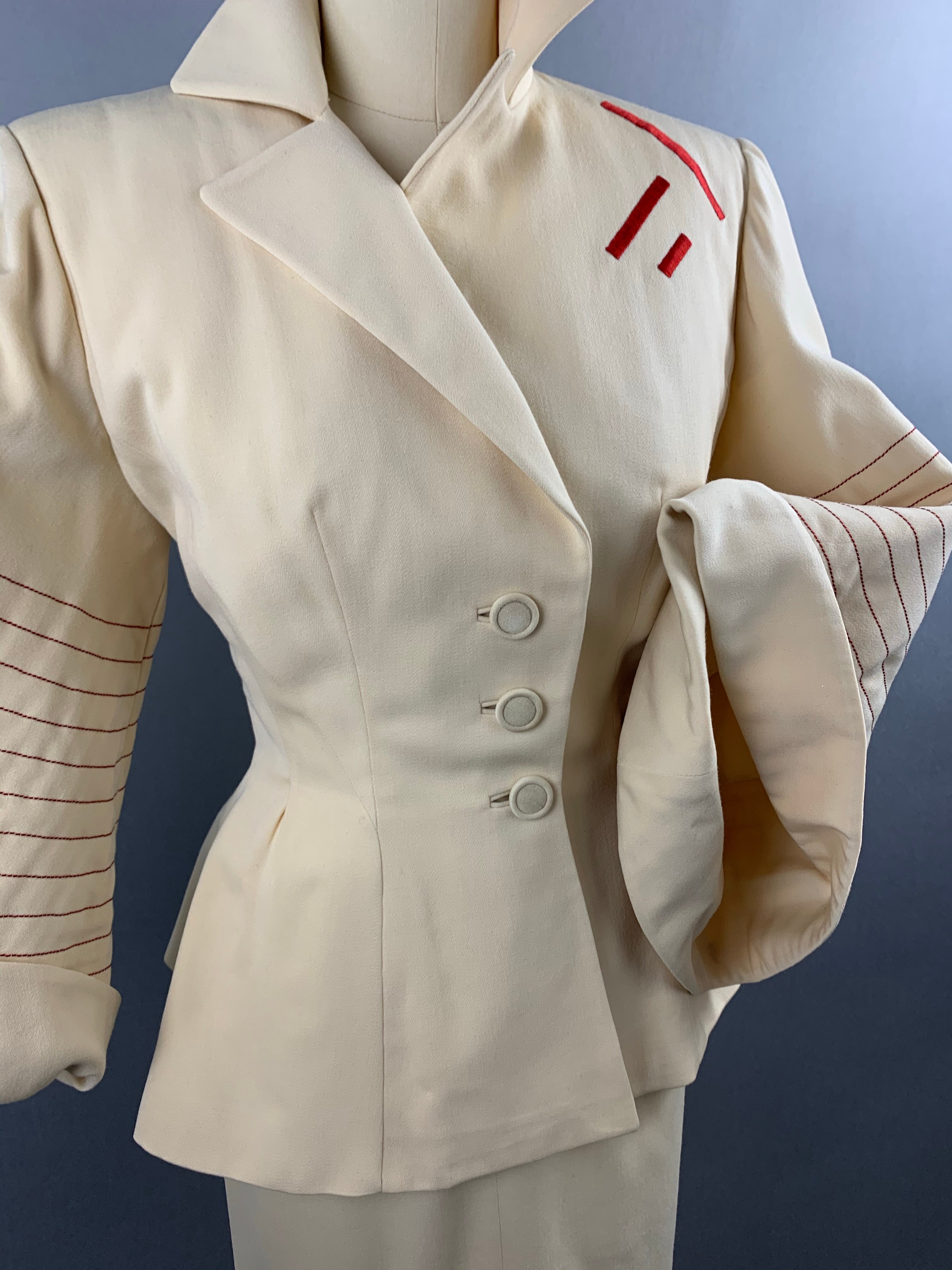 1950s Lilli Ann Cream Skirt Suit Size XS