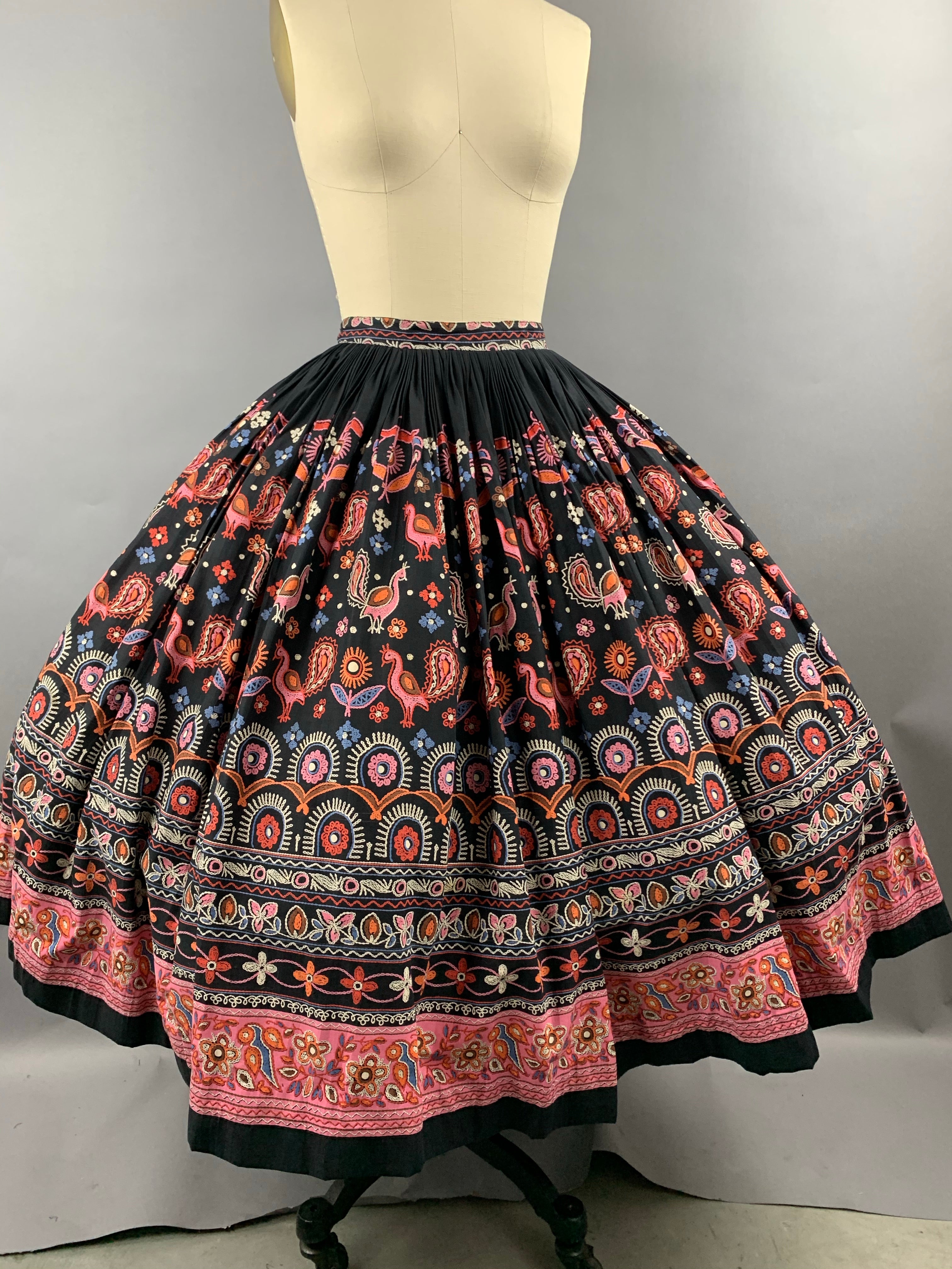 1950s Koret of California Peacock Skirt Size M