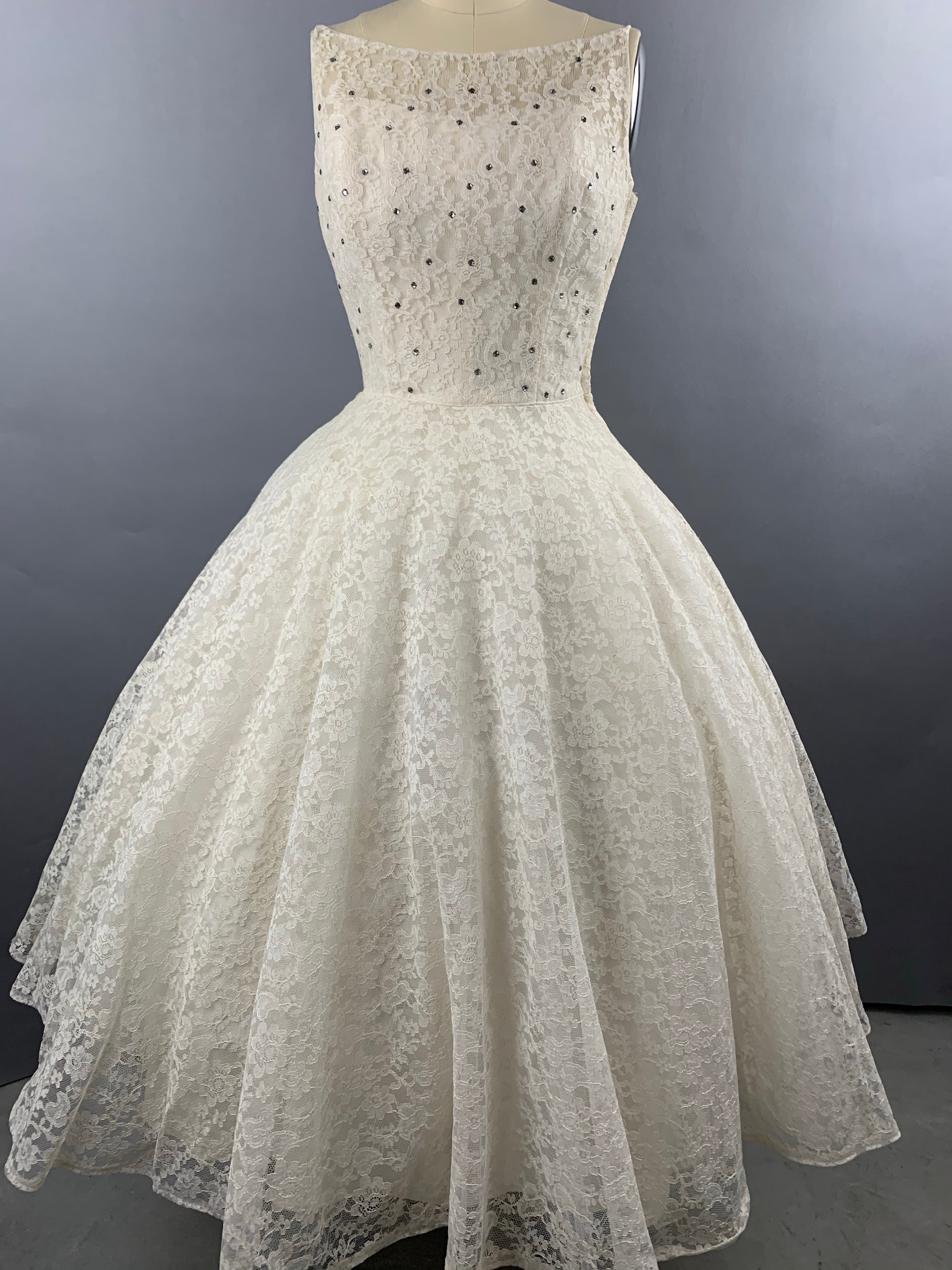 1950s Cotillion Ivory Lace Party Dress Size XS