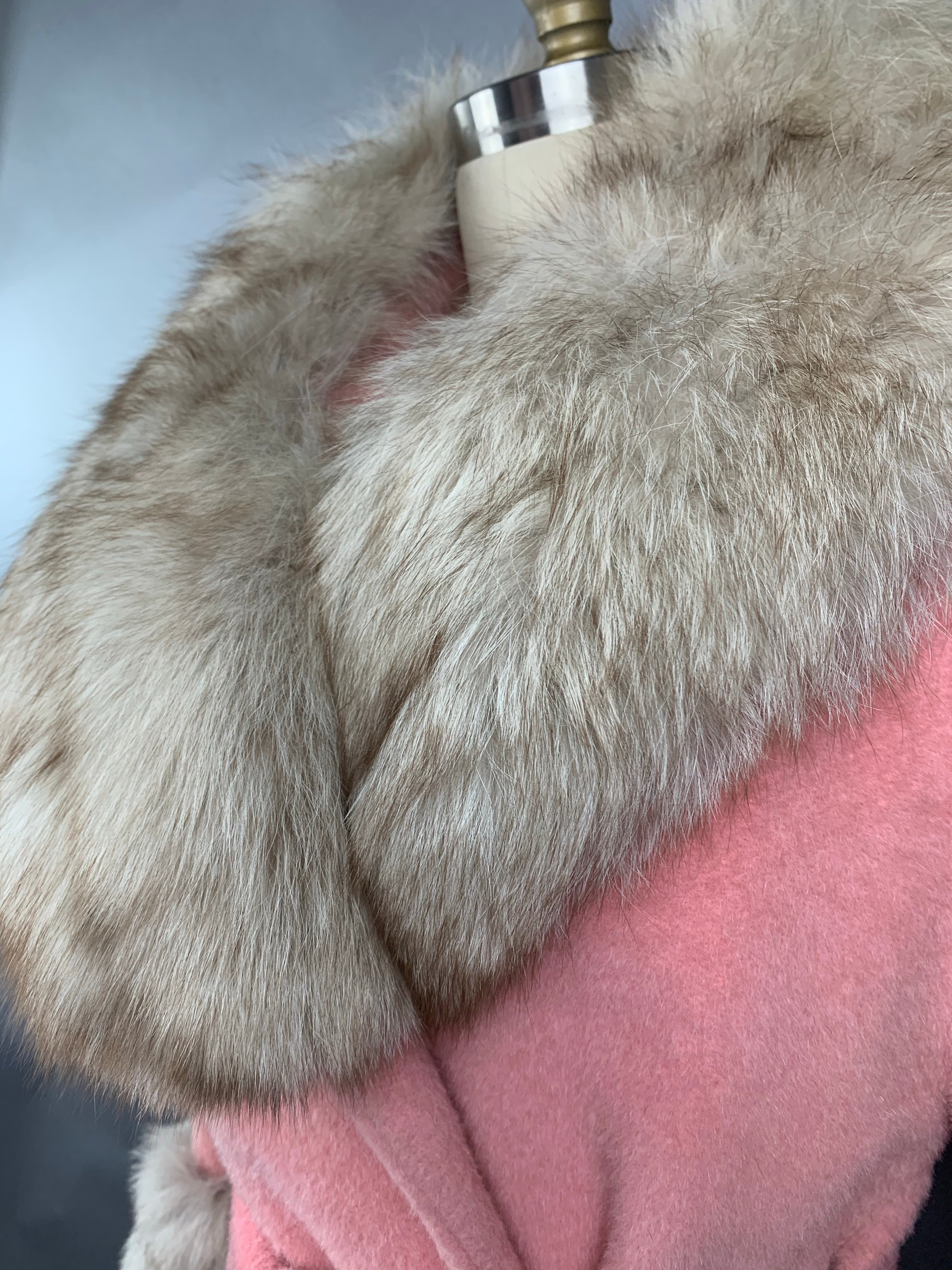 1960s Baby Pink Lilli Ann Norwegian Fox Fur Coat Size M Size L Size XL