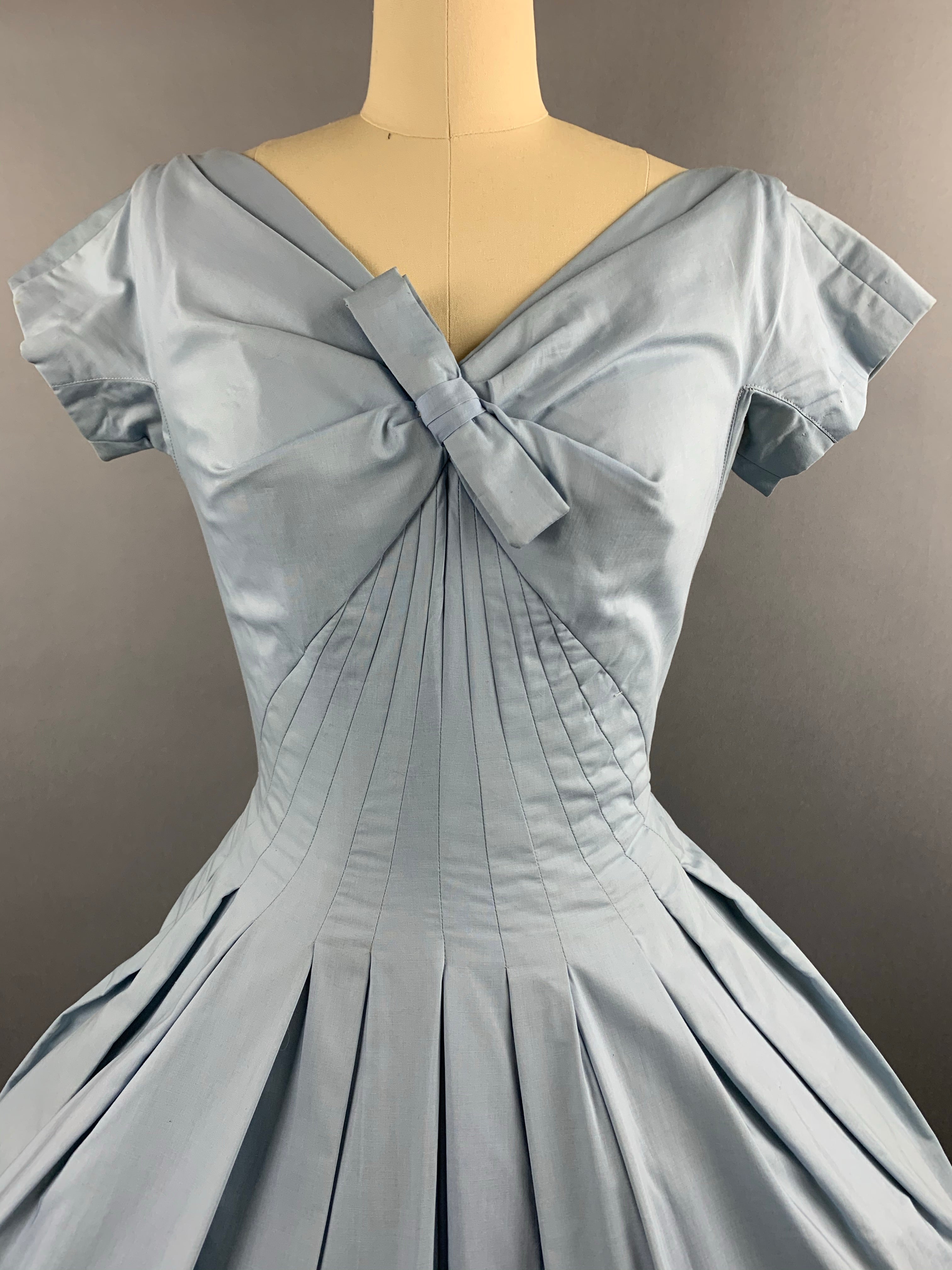 1950s Gigi Young Pale Blue Cotton Dress Size M