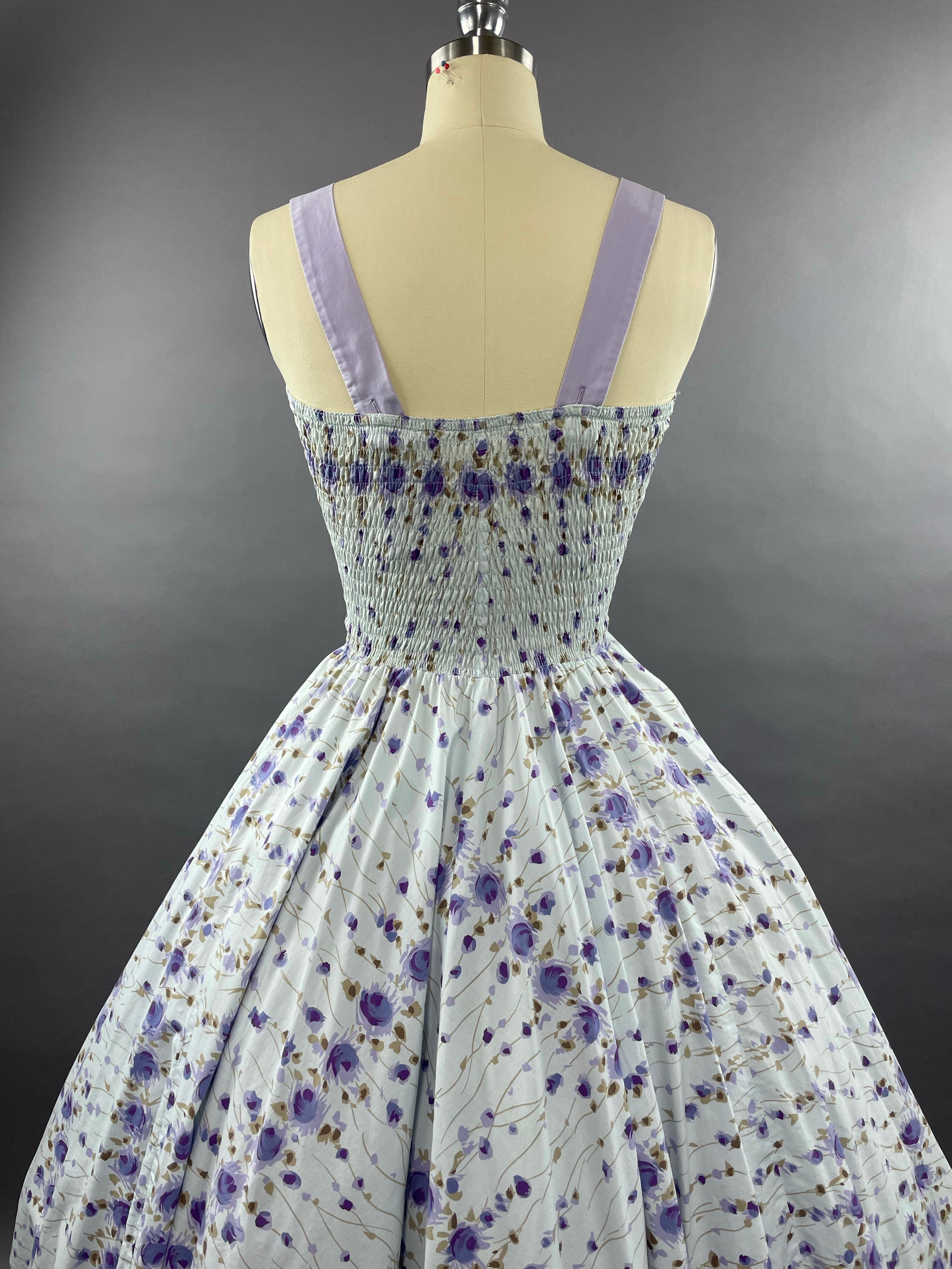 1950s Cole of California Purple Roses Cotton Dress Size S