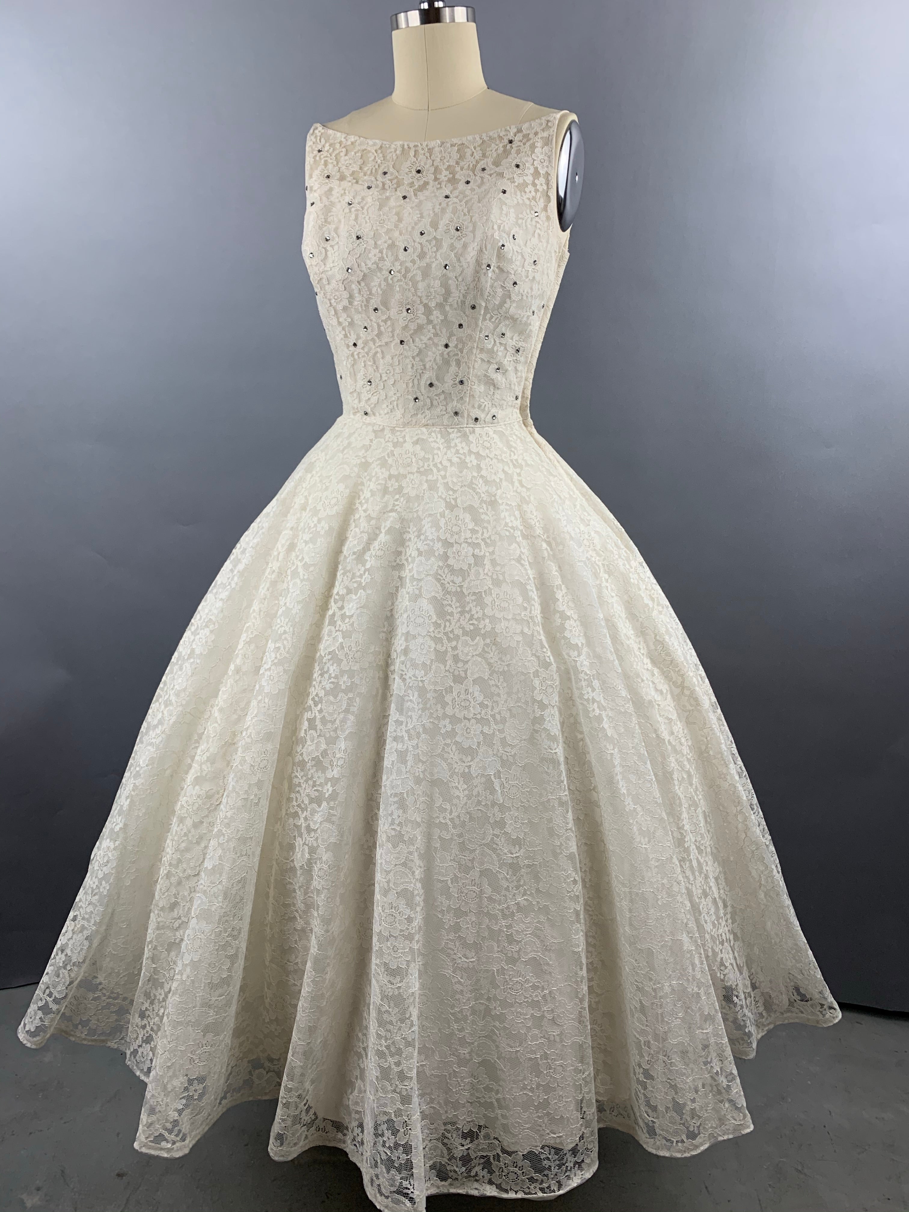 1950s Cotillion Ivory Lace Party Dress Size XS