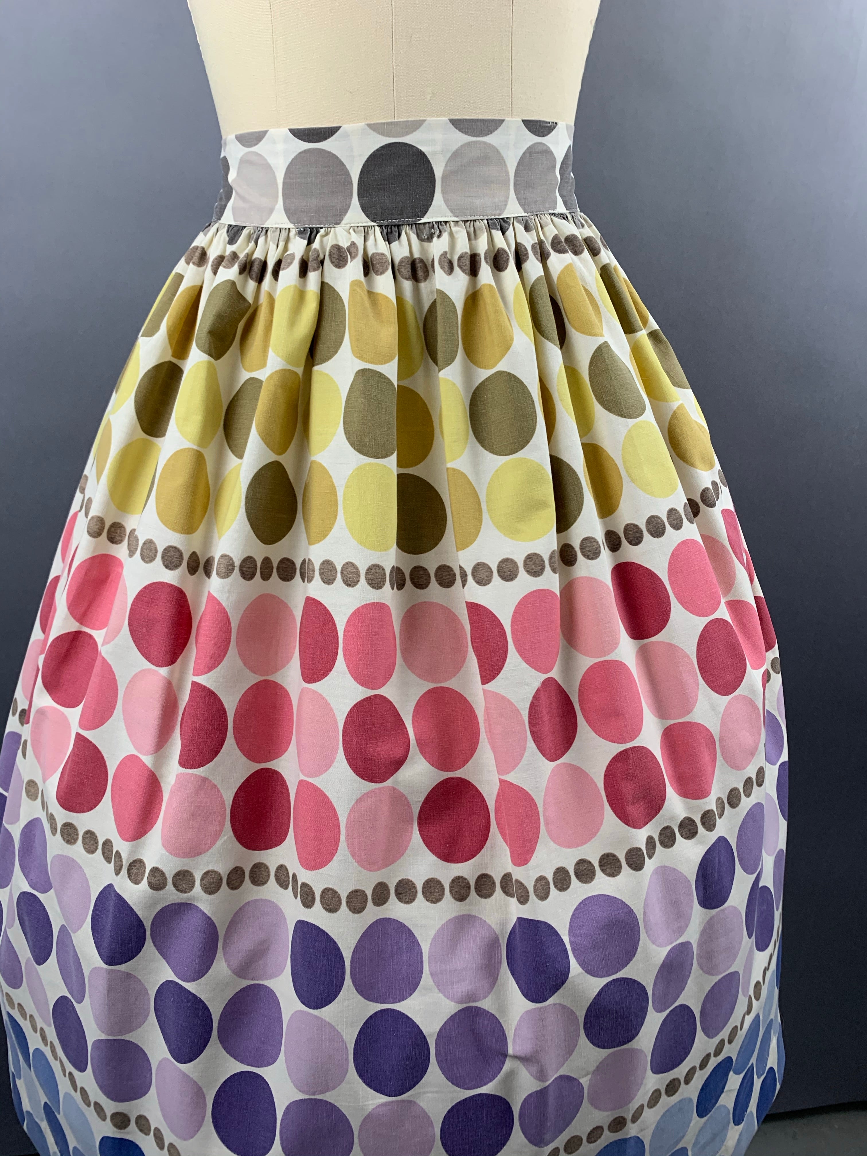 1950s 1960s Rainbow Polka Dot Skirt Size M