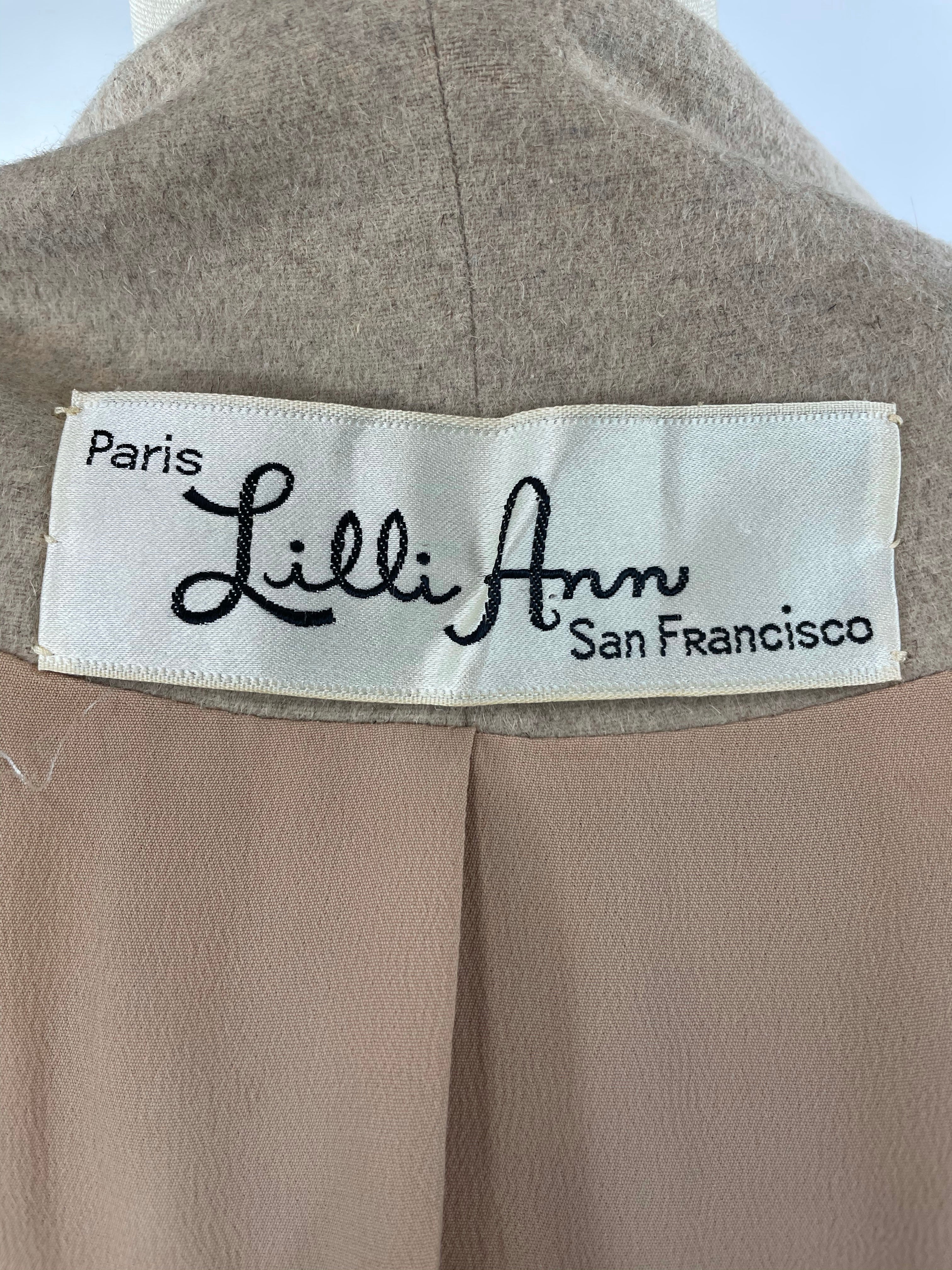 1950s Cream Cashmere & Fox Lilli Ann Cape Suit Size L