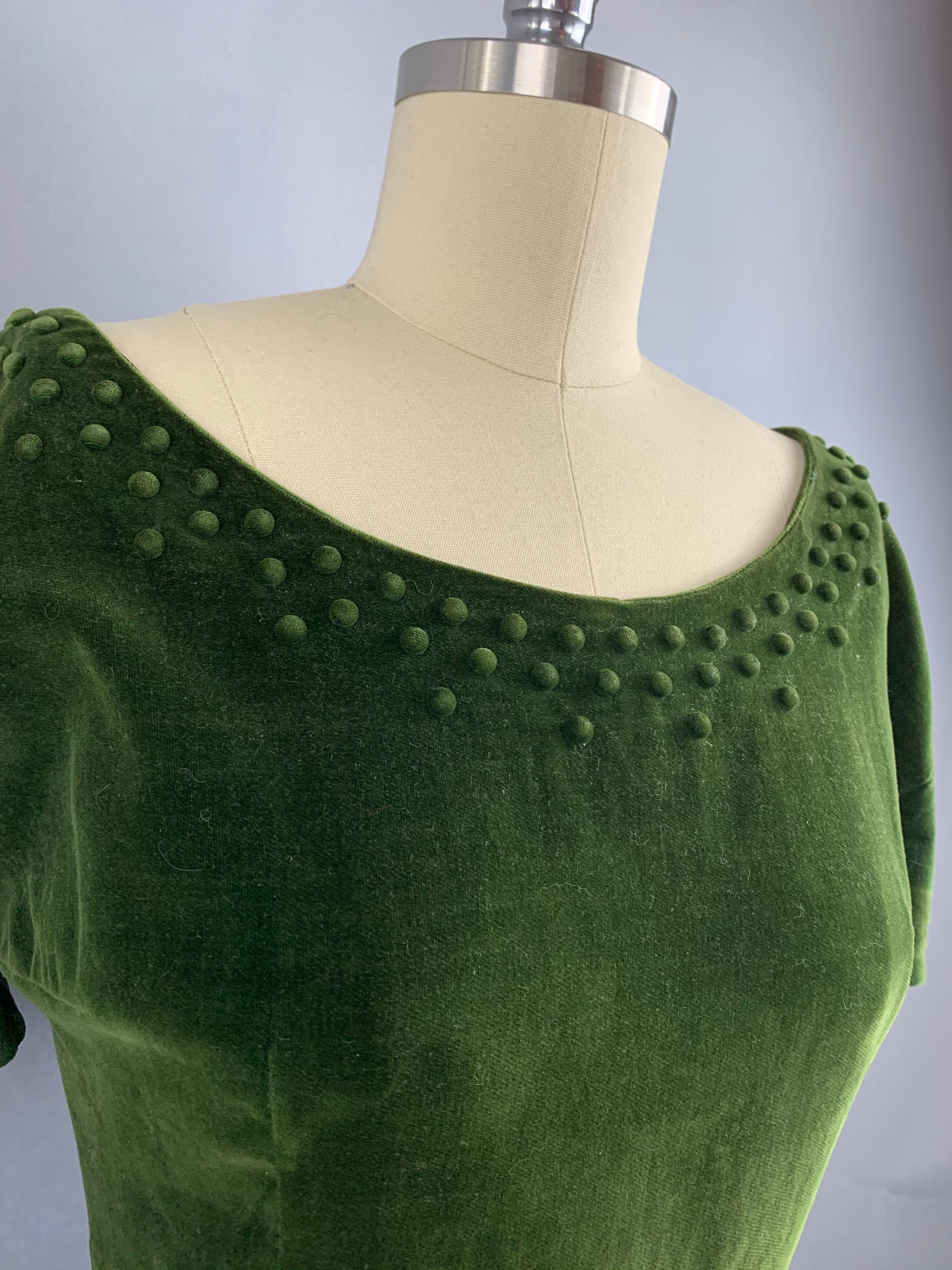 1950s H and D Fashions Green Velvet Party Dress Size S